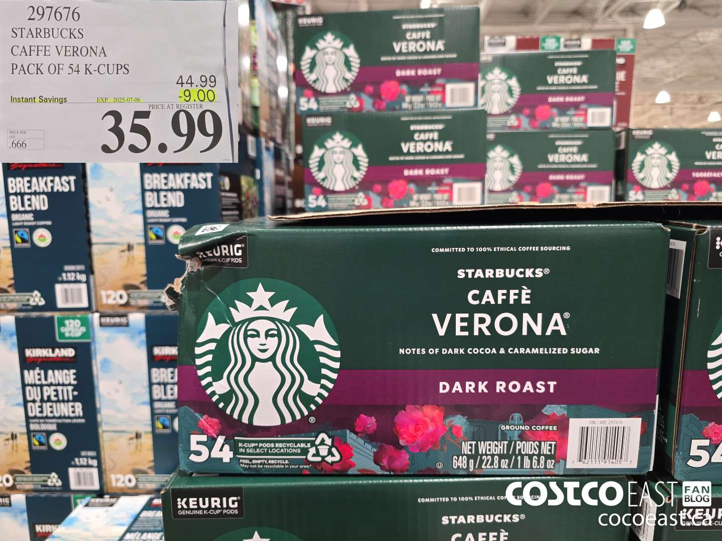 297676 STARBUCKS CAFFE VERONA PACK OF 54 K-CUPS ($9.00 INSTANT SAVINGS EXPIRES ON 2025-07-06) $35.99