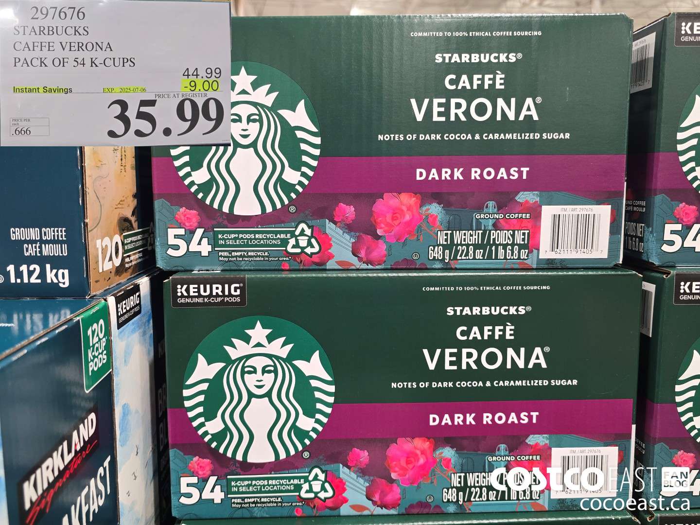 297676 STARBUCKS CAFFE VERONA PACK OF 54 K-CUPS ($9.00 INSTANT SAVINGS EXPIRES ON 2025-07-06) $35.99