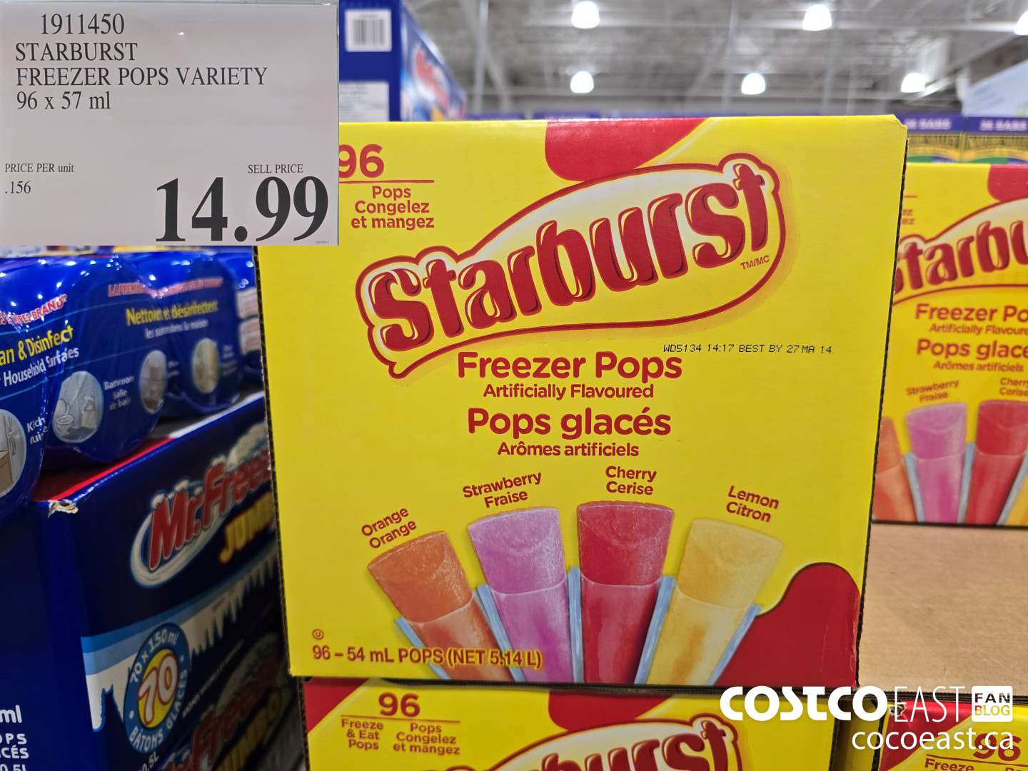 1911450 STARBURST FREEZER POPS VARIETY 96 x 57 ml $14.99