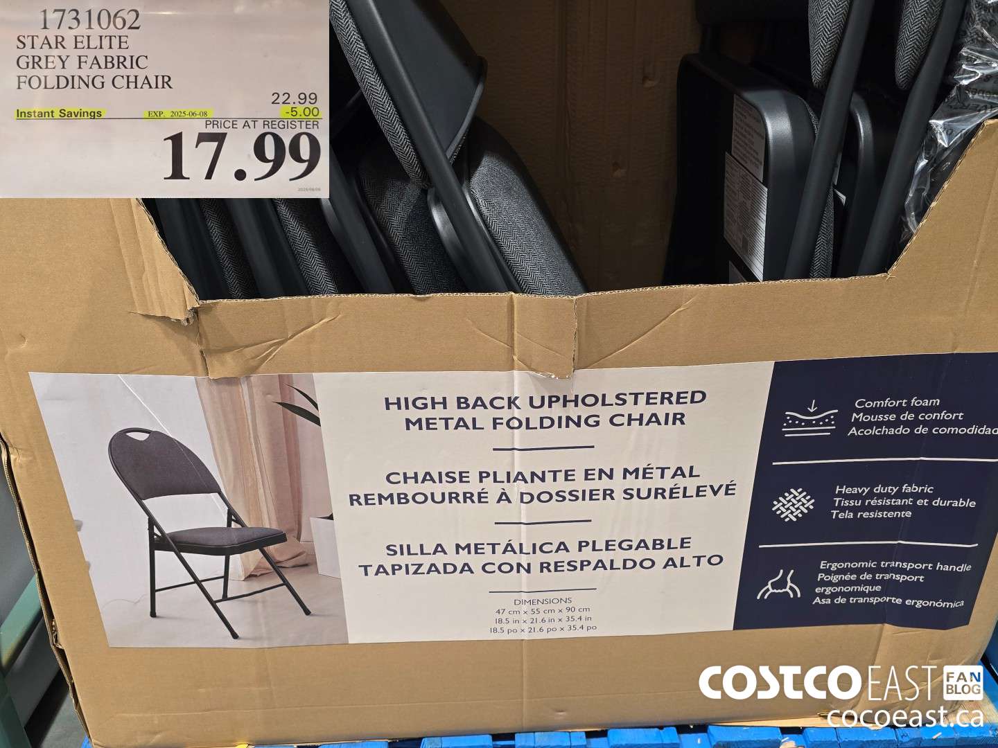 1731062 STAR ELITE GREY FABRIC FOLDING CHAIR ($5.00 INSTANT SAVINGS EXPIRES ON 2025-06-08) $17.99