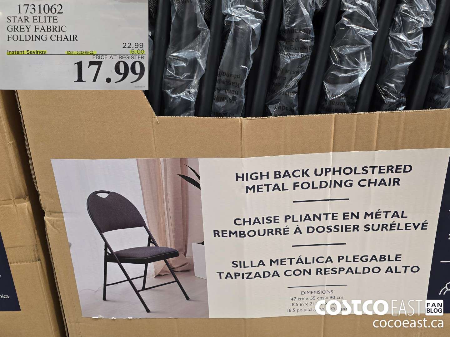 1731062 STAR ELITE GREY FABRIC FOLDING CHAIR ($5.00 INSTANT SAVINGS EXPIRES ON 2025-06-22) $17.99