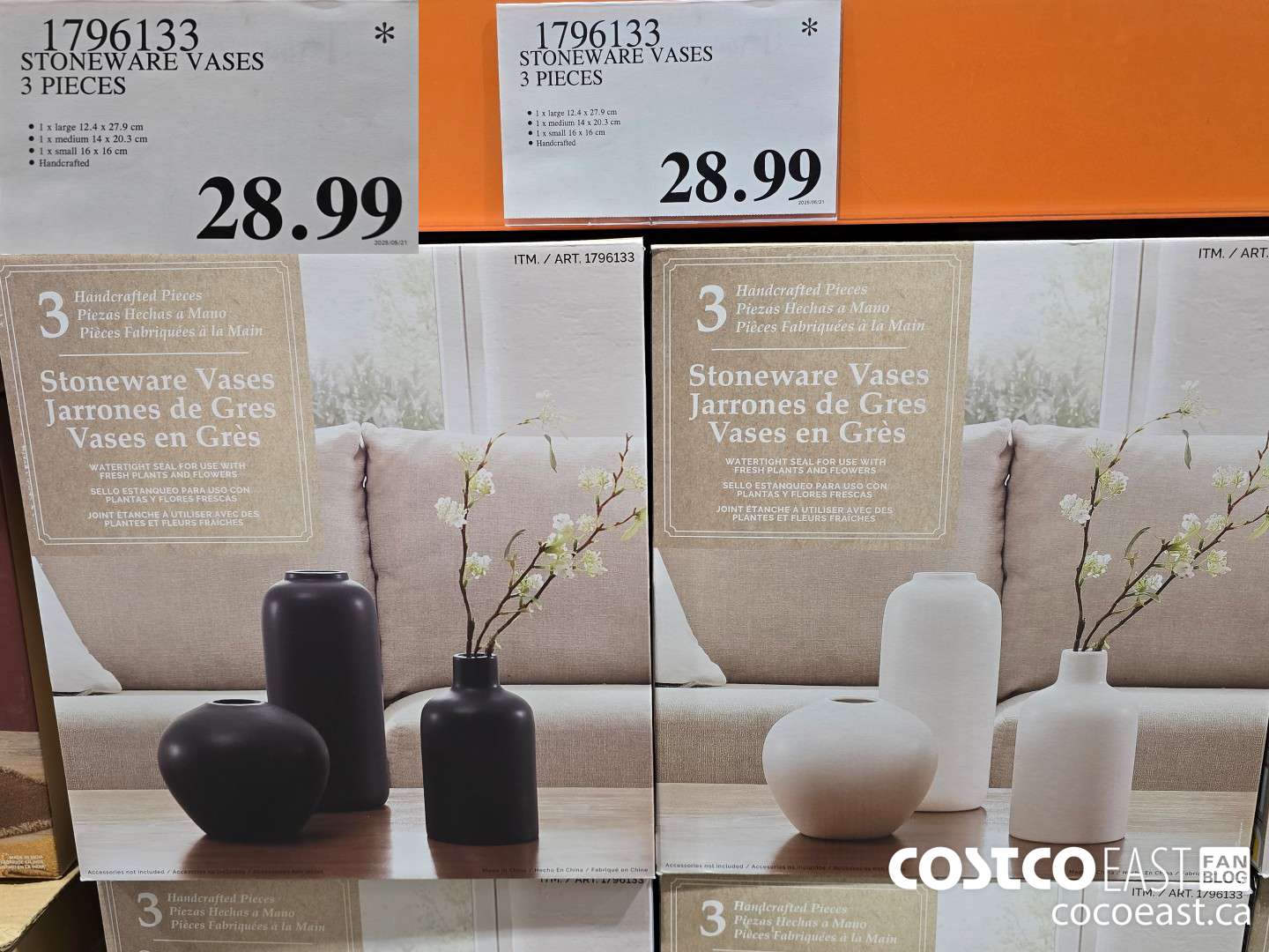 1796133 STONEWARE VASES 3 PIECES $28.99