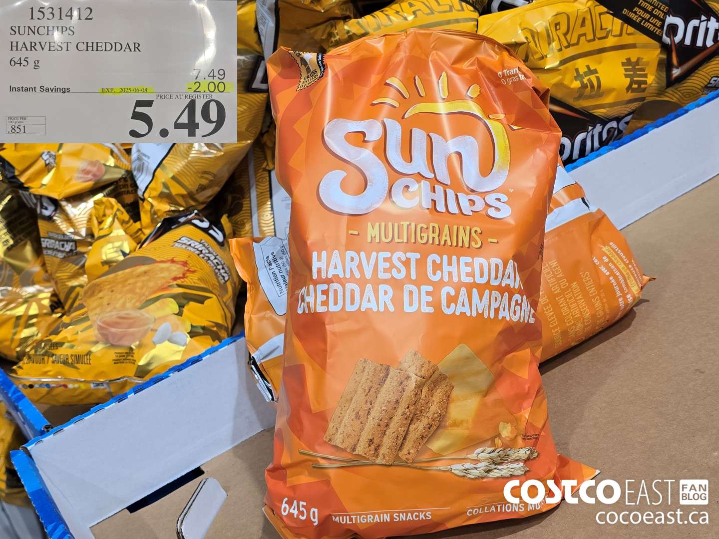 1531412 SUNCHIPS HARVEST CHEDDAR 645 g ($2.00 INSTANT SAVINGS EXPIRES ON 2025-06-08) $5.49