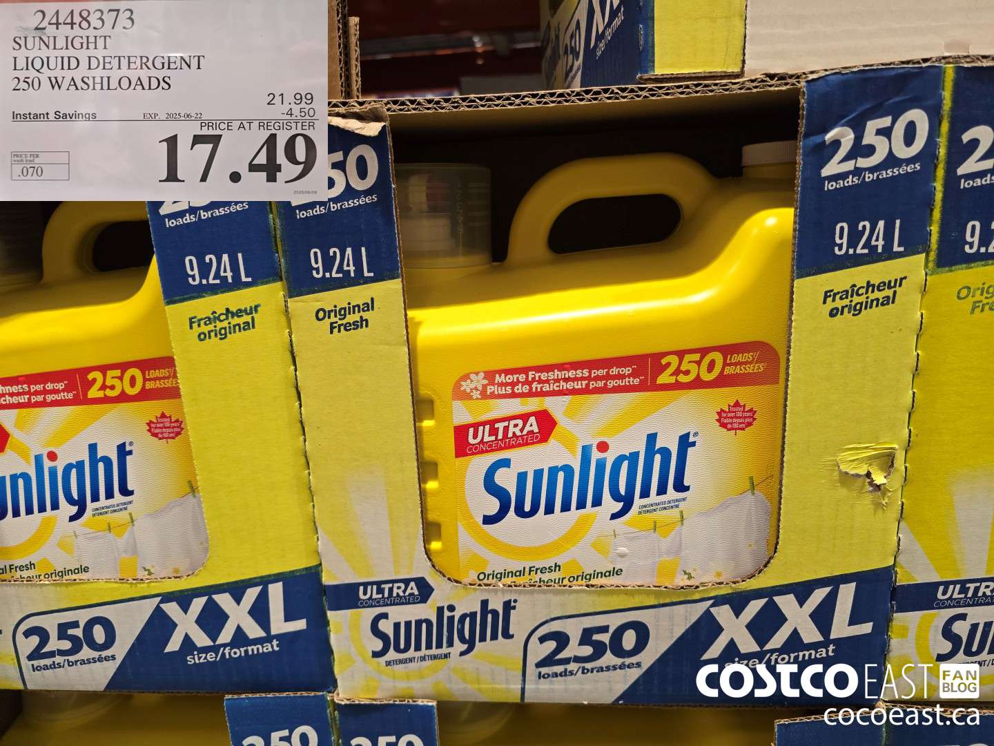 2448373 SUNLIGHT LIQUID DETERGENT 250 wash loads ($4.50 INSTANT SAVINGS EXPIRES ON 2025-06-22) $17.49