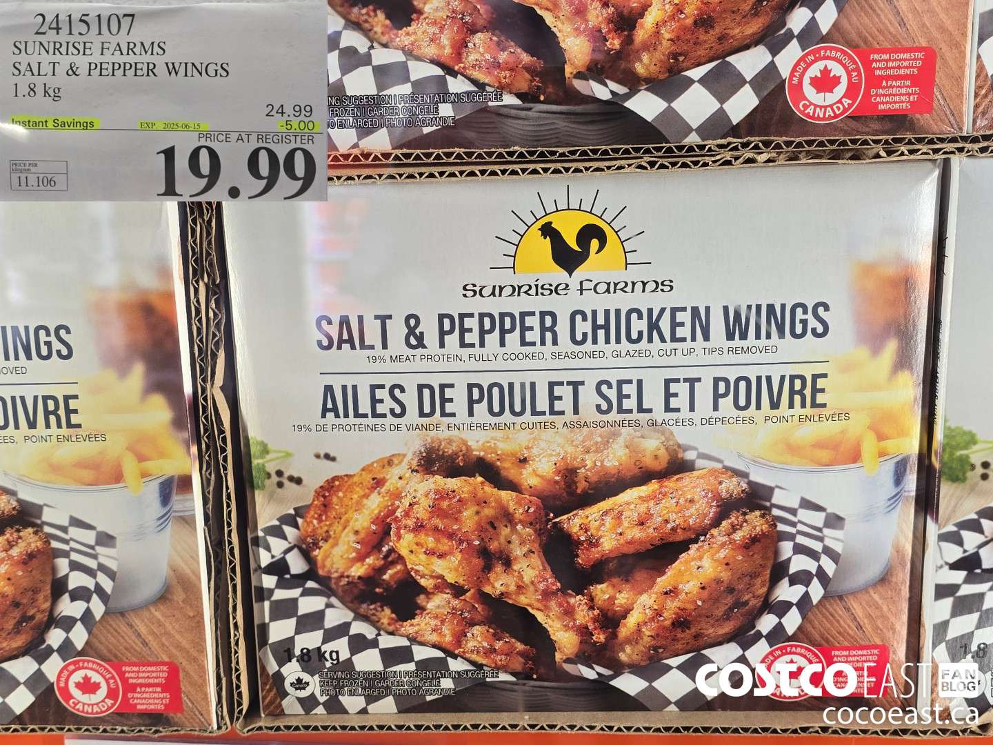 2415107 SUNRISE FARMS SALT & PEPPER WINGS 1.8KG ($5.00 INSTANT SAVINGS EXPIRES ON 2025-06-15) $19.99