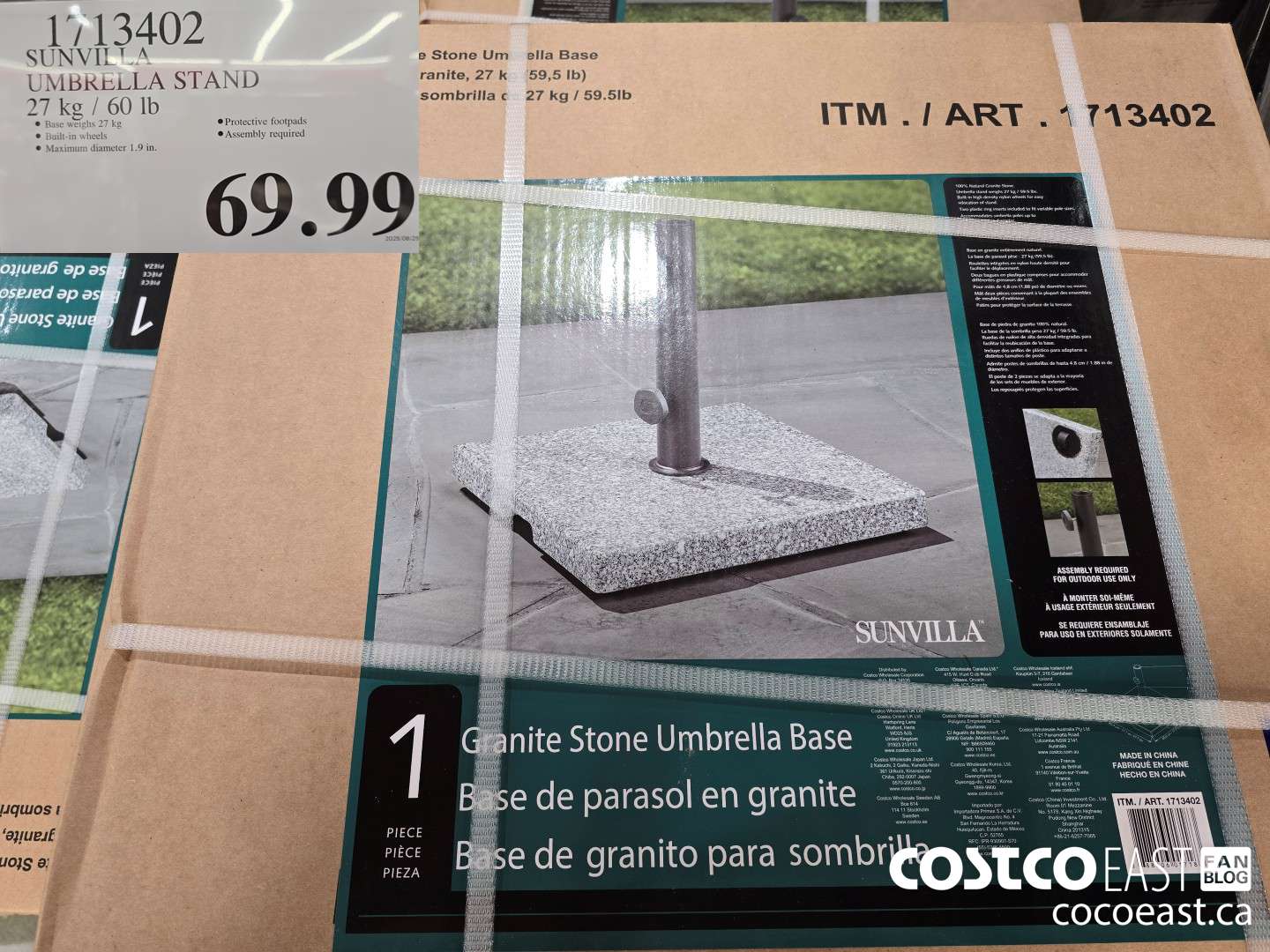 1713402 SUNVILLA UMBRELLA STAND 27 kg / 60 Ib $69.99