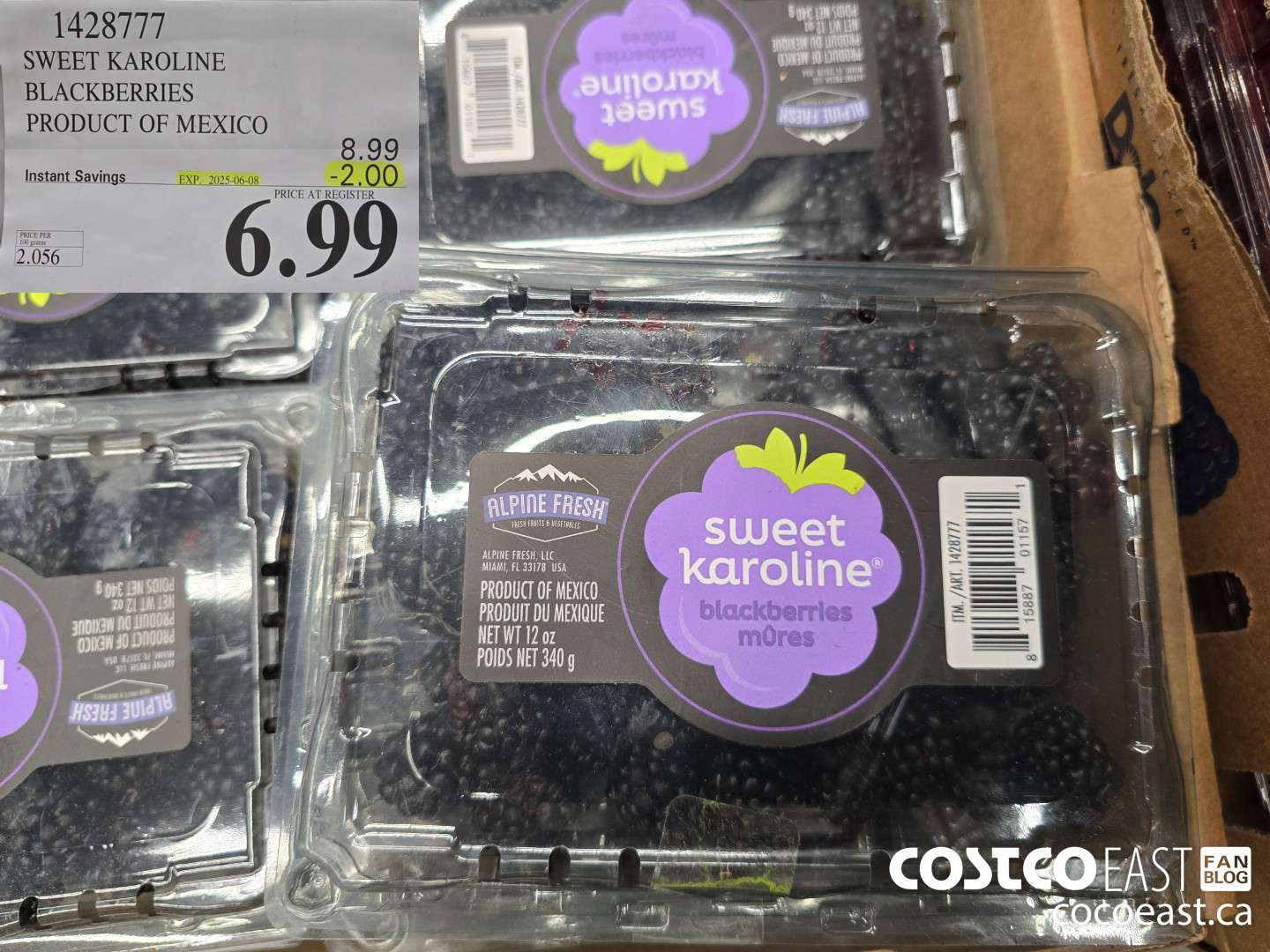 1428777 SWEET KAROLINE BLACKBERRIES PRODUCT OF MEXICO ($2.00 INSTANT SAVINGS EXPIRES ON 2025-06-08) $6.99