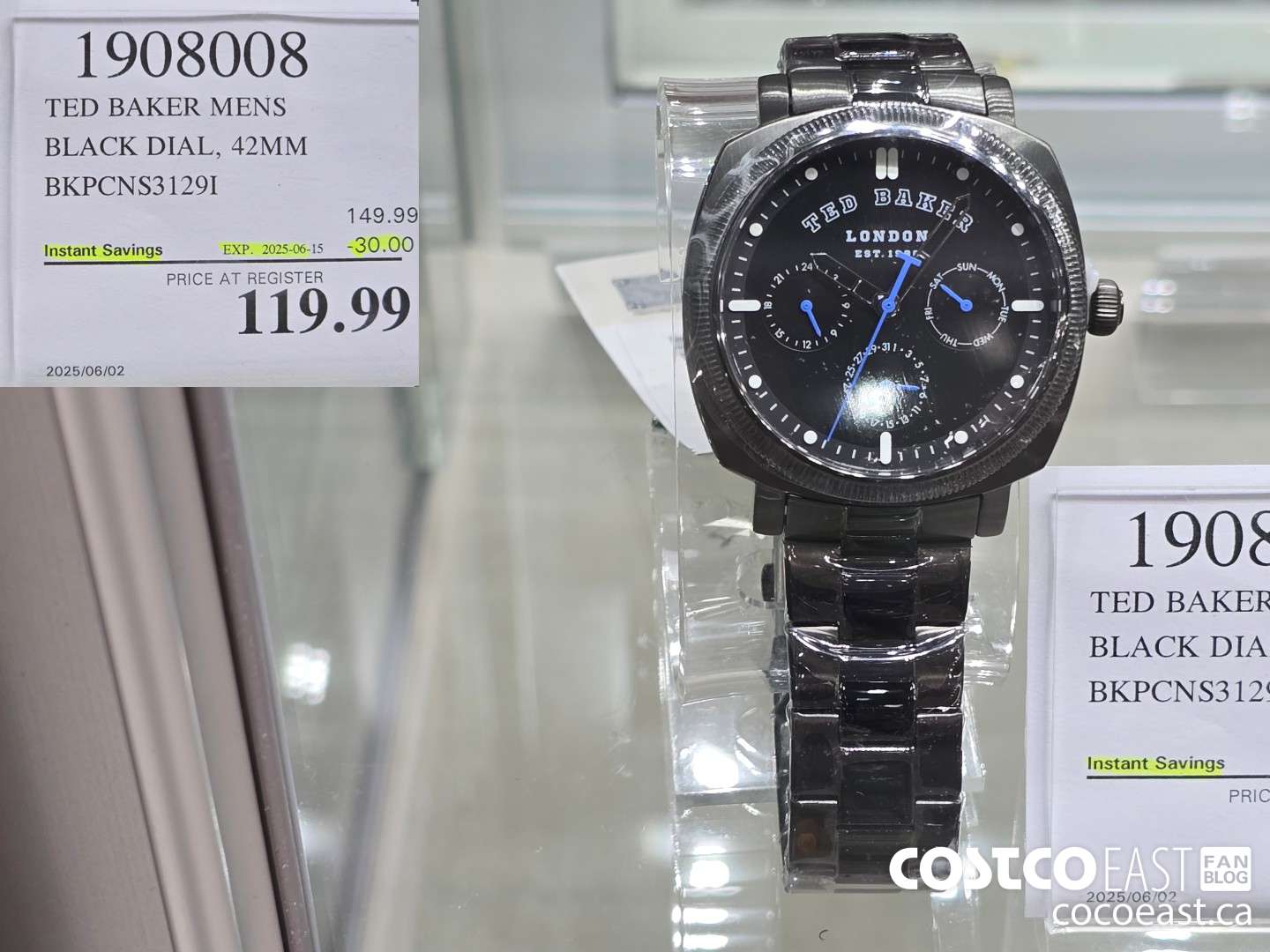 1908008 TED BAKER MENS BLACK DIAL, 42MM BKPCNS3129I ($30.00 INSTANT SAVINGS EXPIRES ON 2025-06-15) $119.99