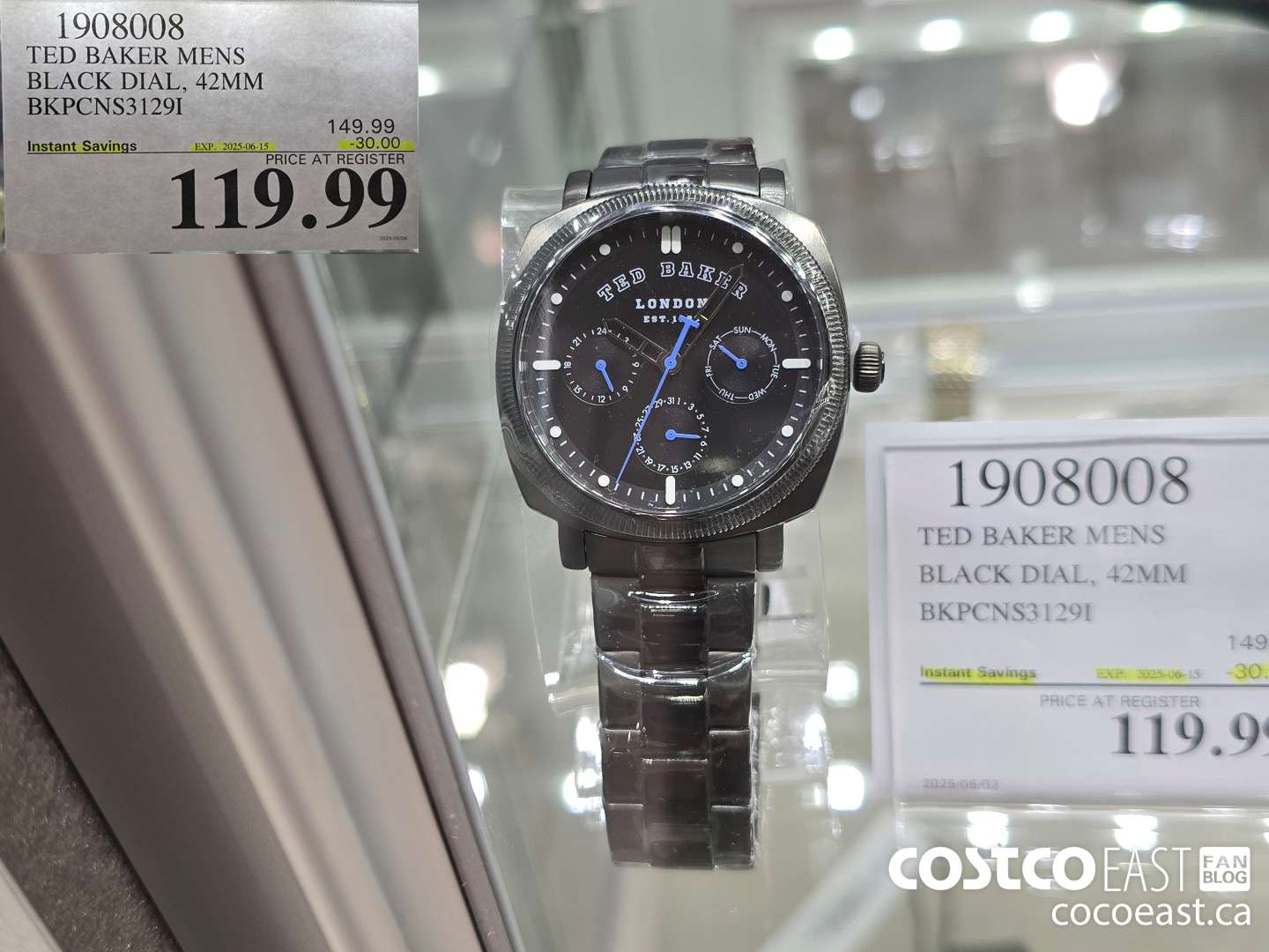 1908008 TED BAKER MENS BLACK DIAL, 42MM BKPCNS3129I ($30.00 INSTANT SAVINGS EXPIRES ON 2025-06-15) $119.99