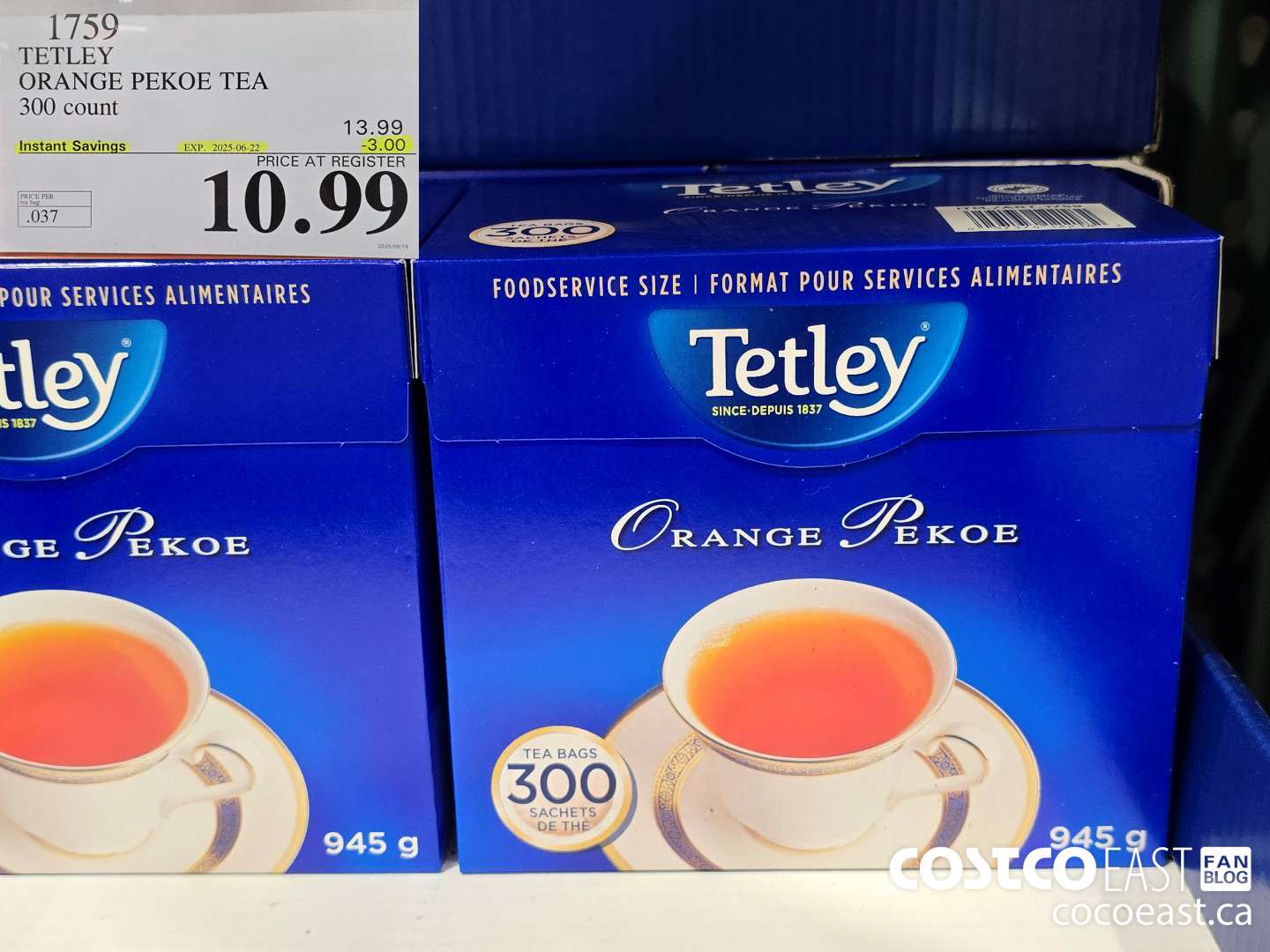 1759 TETLEY ORANGE PEKOE TEA 300 COUNT ($3.00 INSTANT SAVINGS EXPIRES ON 2025-06-22) $10.99