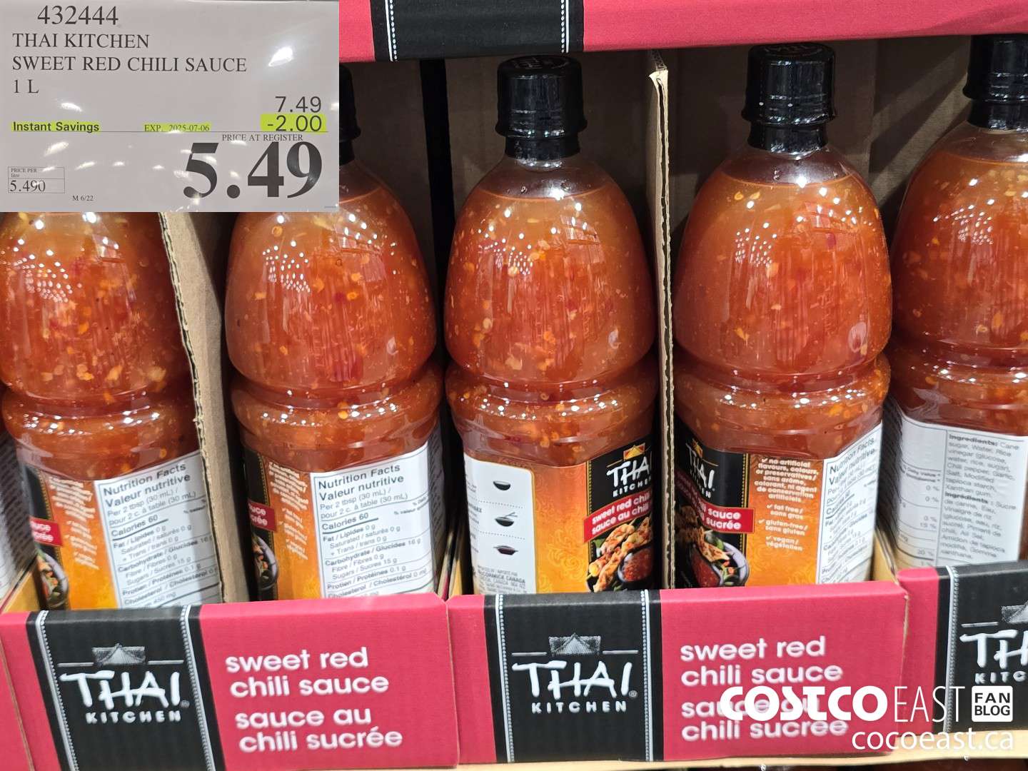 432444 THAI KITCHEN SWEET RED CHILI SAUCE 1 L ($2.00 INSTANT SAVINGS EXPIRES ON 2025-07-06) $5.49
