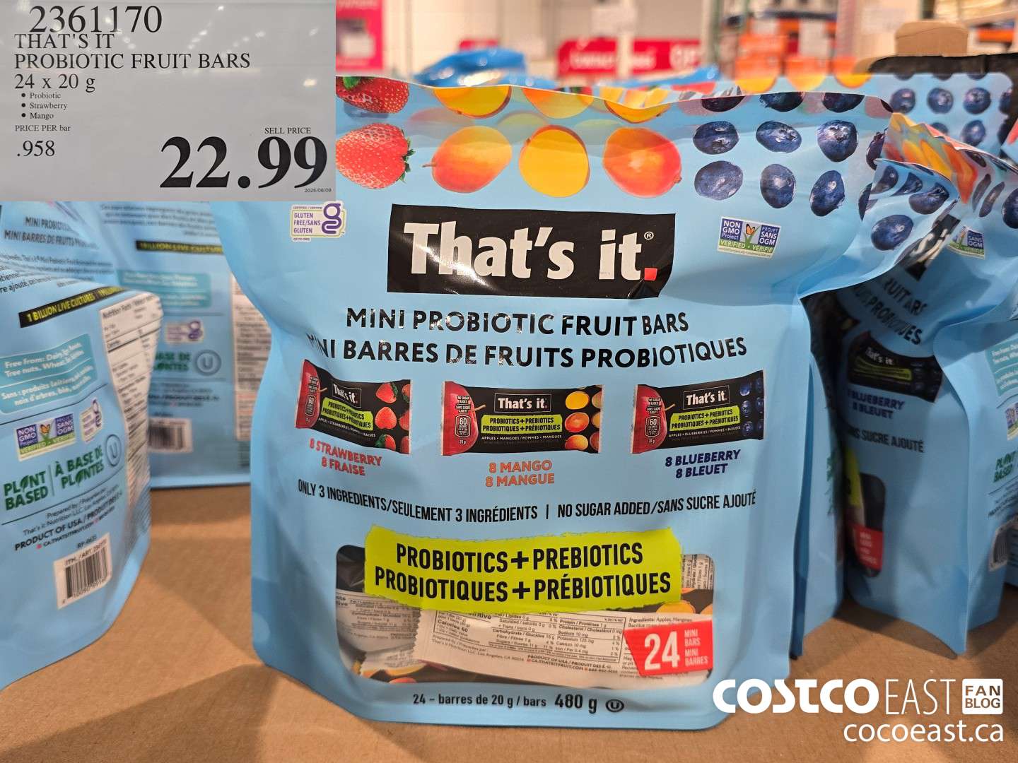 2361170 THAT'S IT PROBIOTIC FRUIT BARS 24 x 20 G $22.99