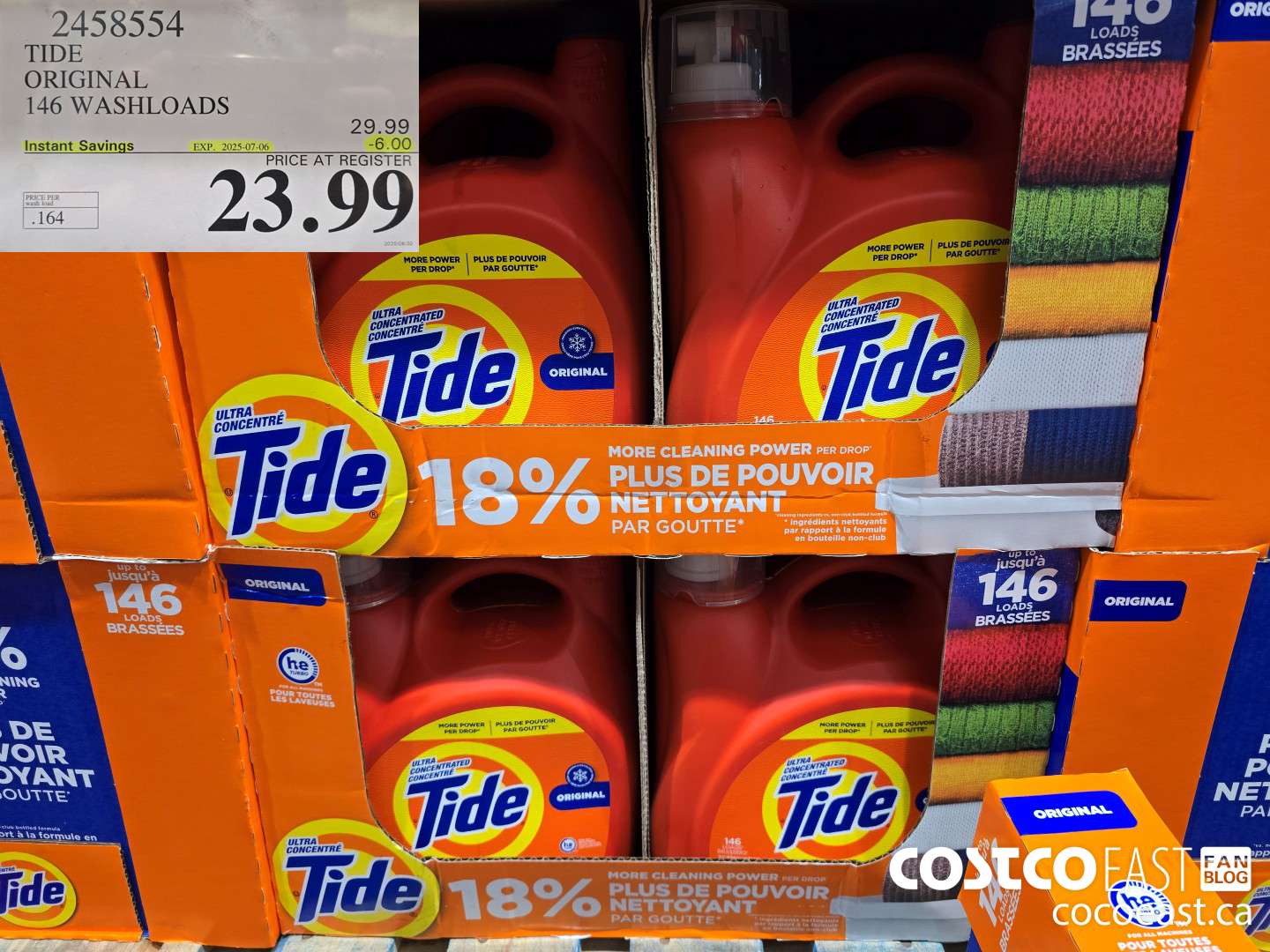 2458554 TIDE ORIGINAL 146 WASHLOADS ($6.00 INSTANT SAVINGS EXPIRES ON 2025-07-06) $23.99