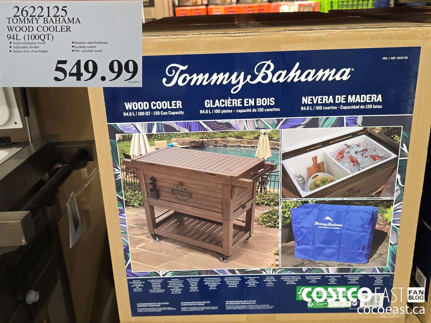 2622125 TOMMY BAHAMA WOOD COOLER 94L (100QT) $549.99