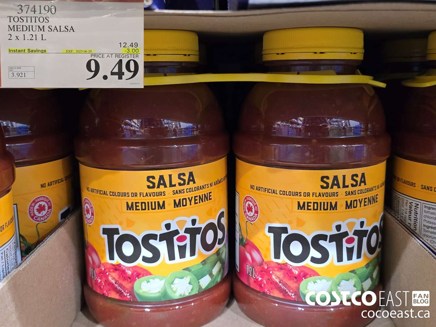 374190 TOSTITOS MEDIUM SALSA 2 X 1.21 L ($2.50 INSTANT SAVINGS EXPIRES ON 2025-06-29) $9.49