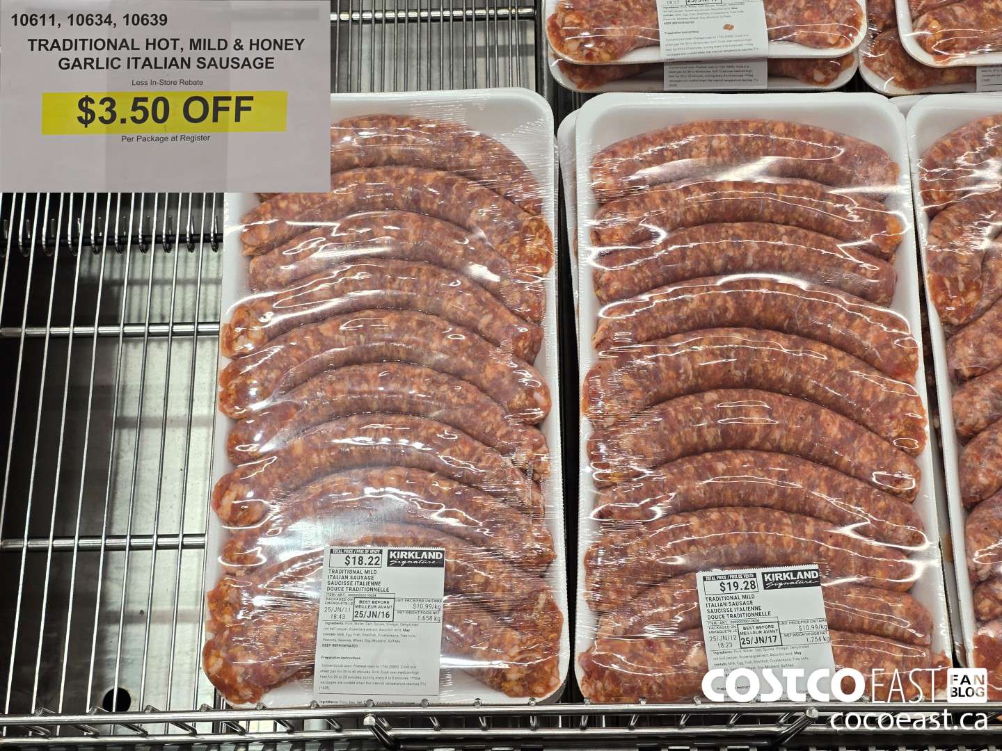 10611 TRADITIONAL MILD, HOT & HONEY GARLIC ITALIAN SAUSAGE ($3.50 INSTANT SAVINGS)