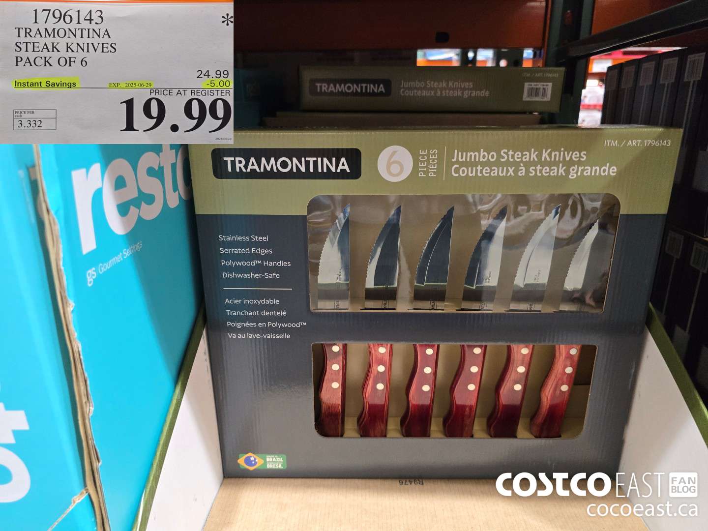 1796143 TRAMONTINA STEAK KNIVES PACK OF 6 ($5.00 INSTANT SAVINGS EXPIRES ON 2025-06-29) $19.99