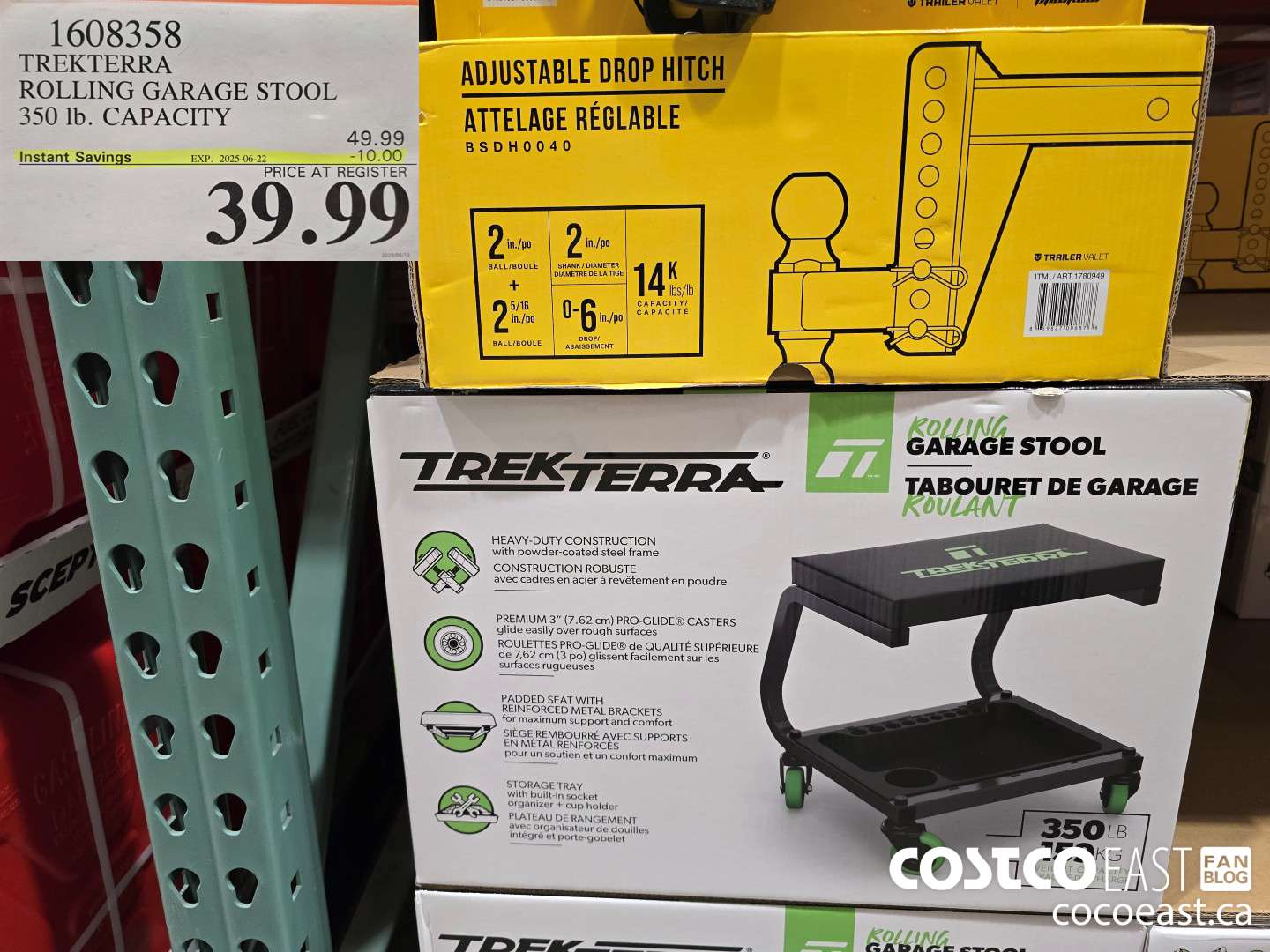 1608358 TREKTERRA ROLLING GARAGE STOOL 350 lb. CAPACITY ($10.00 INSTANT SAVINGS EXPIRES ON 2025-06-22) $39.99