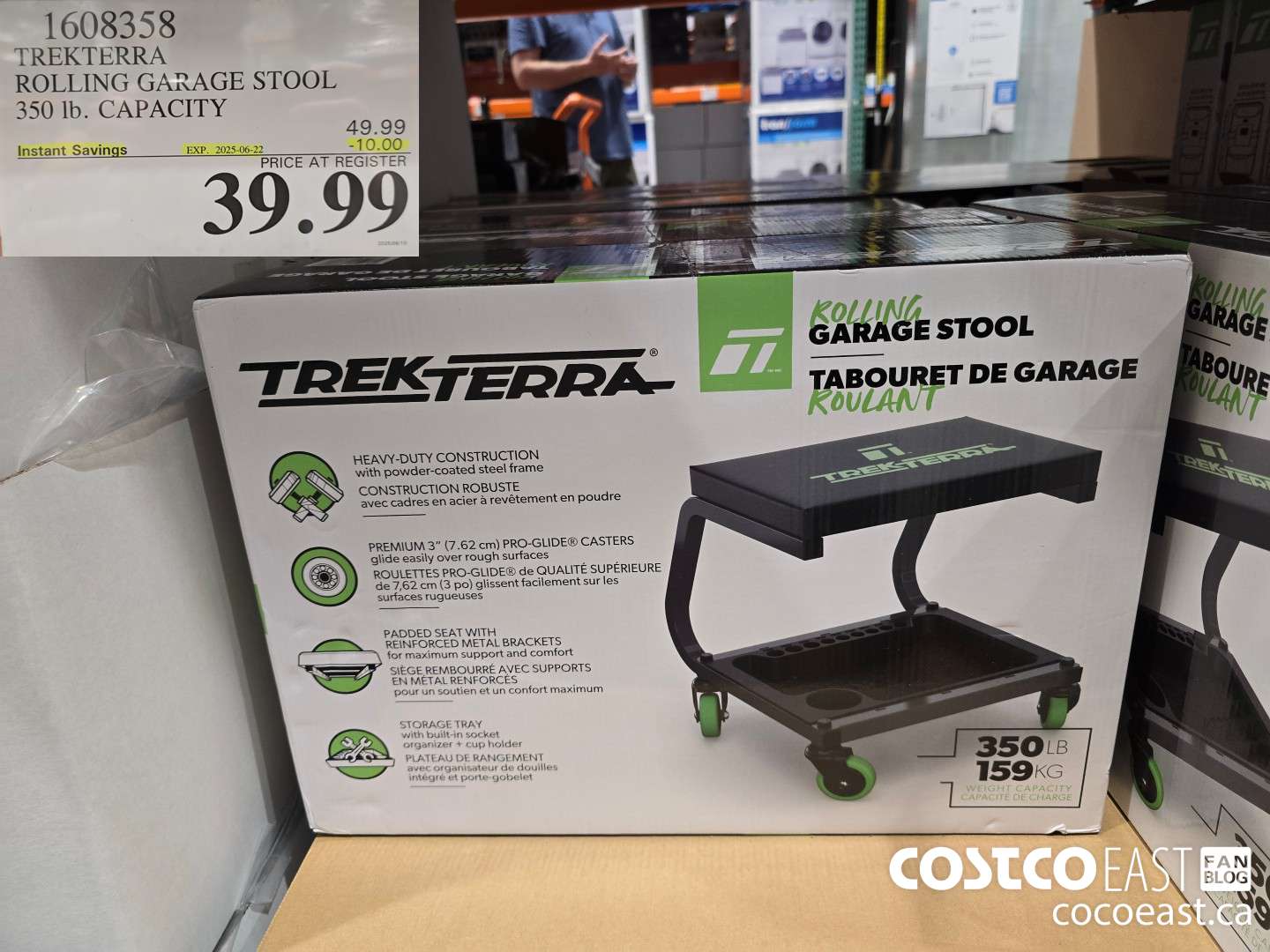 1608358 TREKTERRA ROLLING GARAGE STOOL 350 lb. CAPACITY ($10.00 INSTANT SAVINGS EXPIRES ON 2025-06-22) $39.99