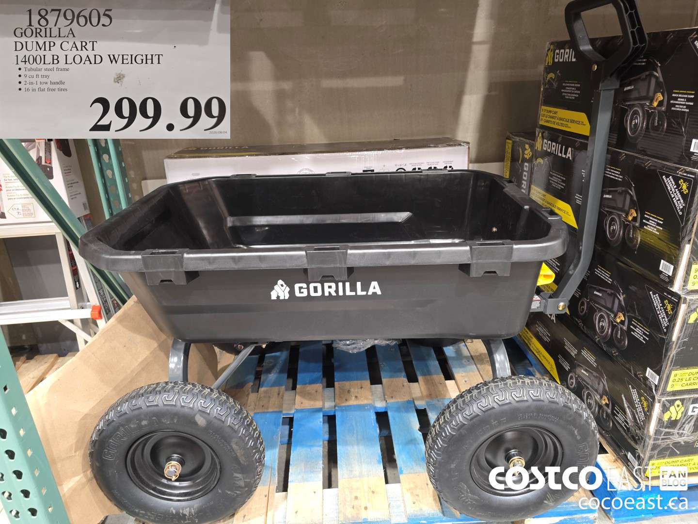 1879605 TRICAM INDUSTRIES GORILLA CART 1400LB LOAD WEIGHT $299.99