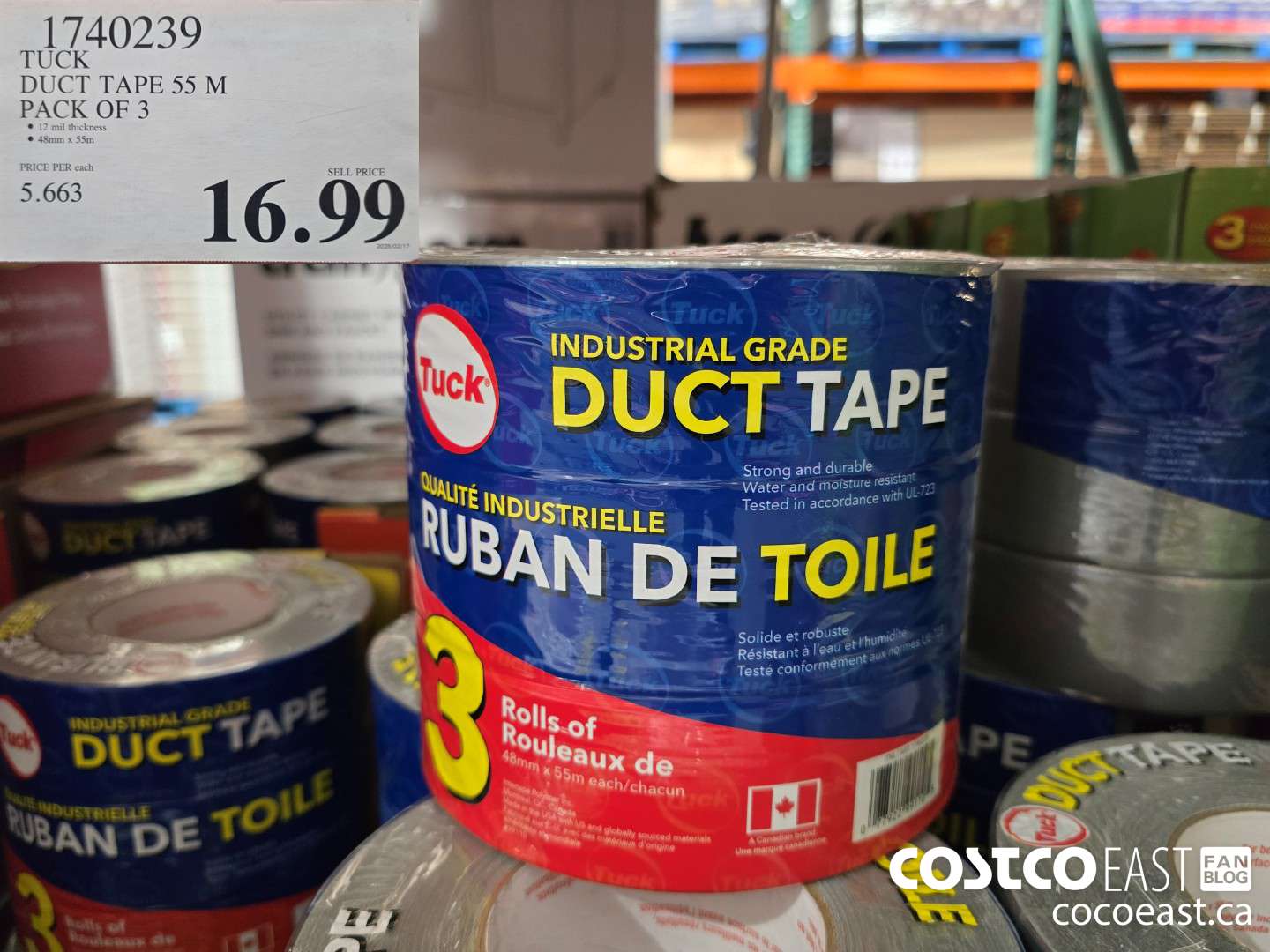 1740239 TUCK DUCT TAPE 55M PACK OF 3 $16.99