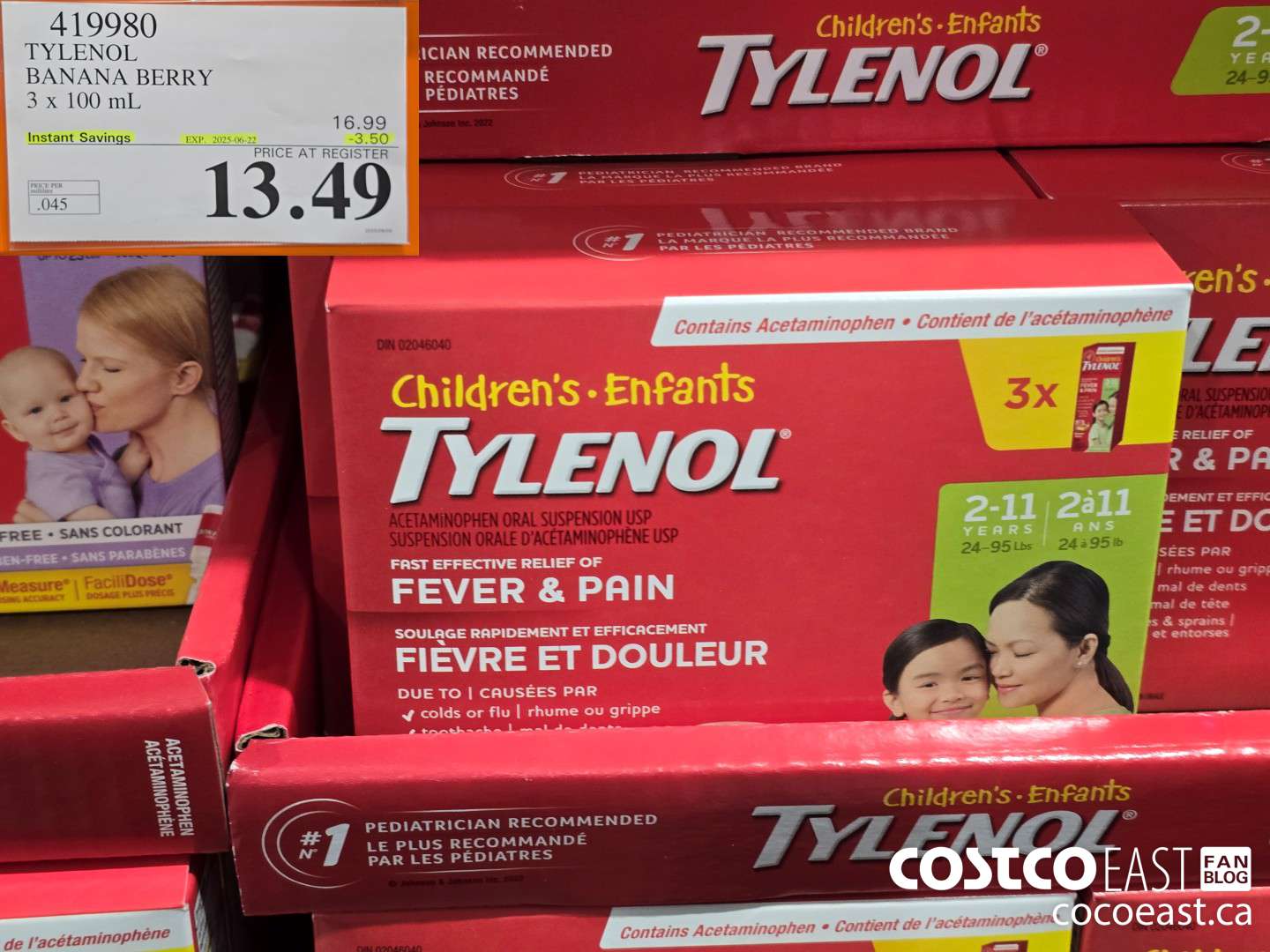 419980 TYLENOL BANANA BERRY 3 x 100 ML ($3.50 INSTANT SAVINGS EXPIRES ON 2025-06-22) $13.49