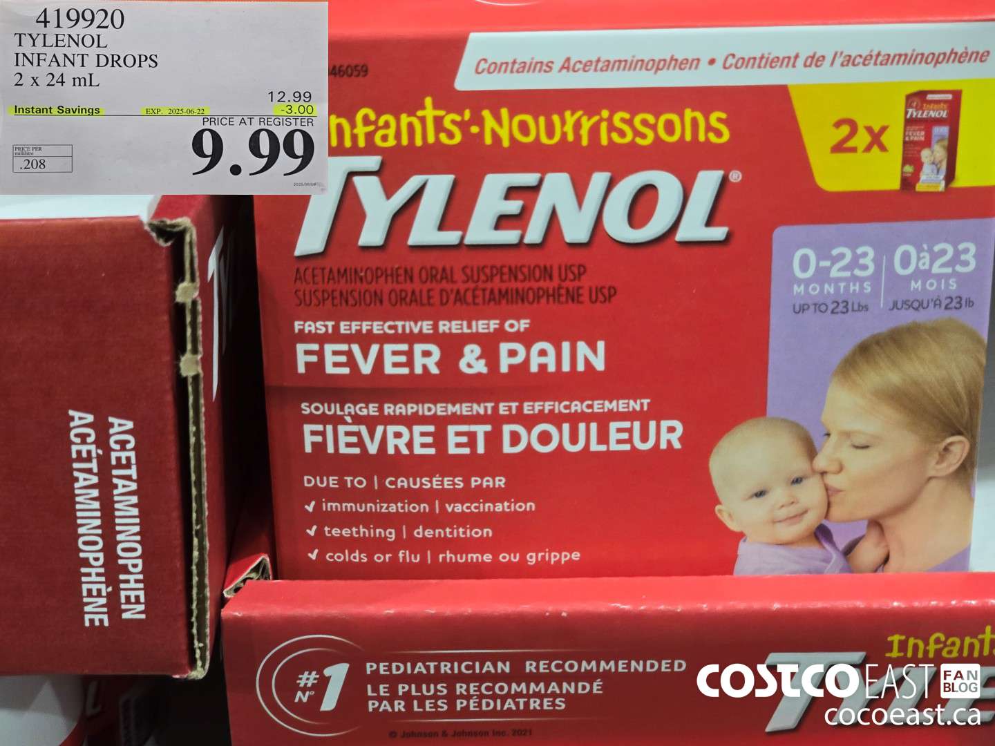 419920 TYLENOL INFANT DROPS 2 x 24ML ($3.00 INSTANT SAVINGS EXPIRES ON 2025-06-22) $9.99