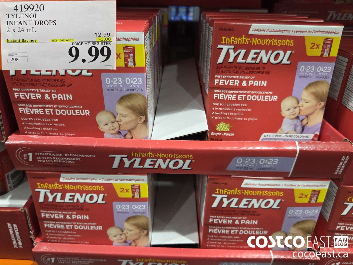 419920 TYLENOL INFANT DROPS 2 x 24ML ($3.00 INSTANT SAVINGS EXPIRES ON 2025-06-22) $9.99