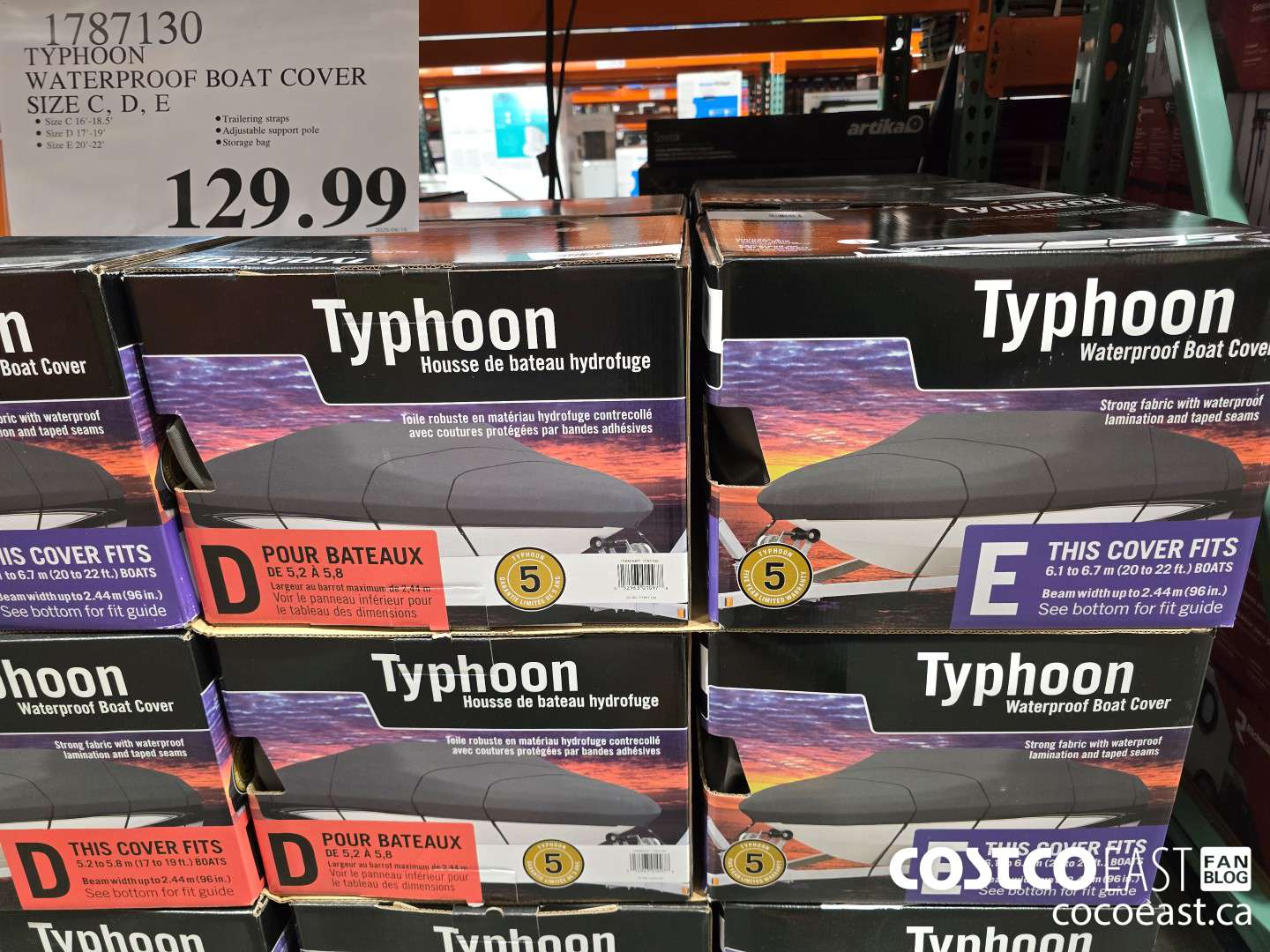 1787130 TYPHOON WATERPROOF BOAT COVER SIZE C, D, E $129.99