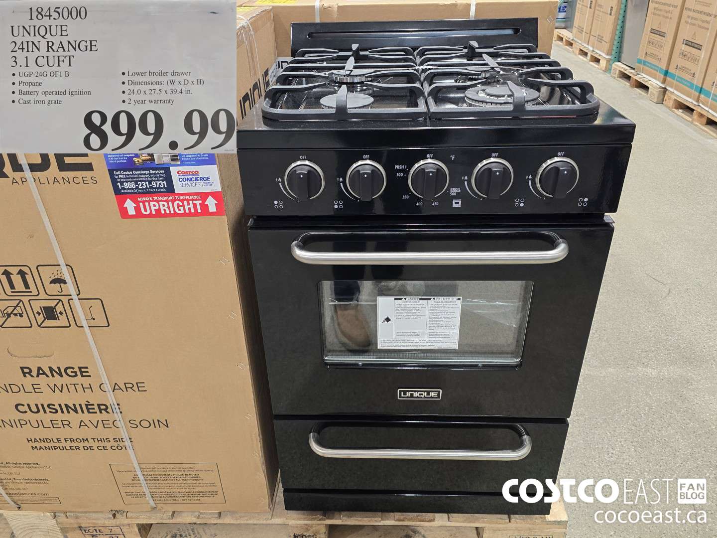 1845000 UNIQUE 24IN RANGE 3.1 CUFT $899.99