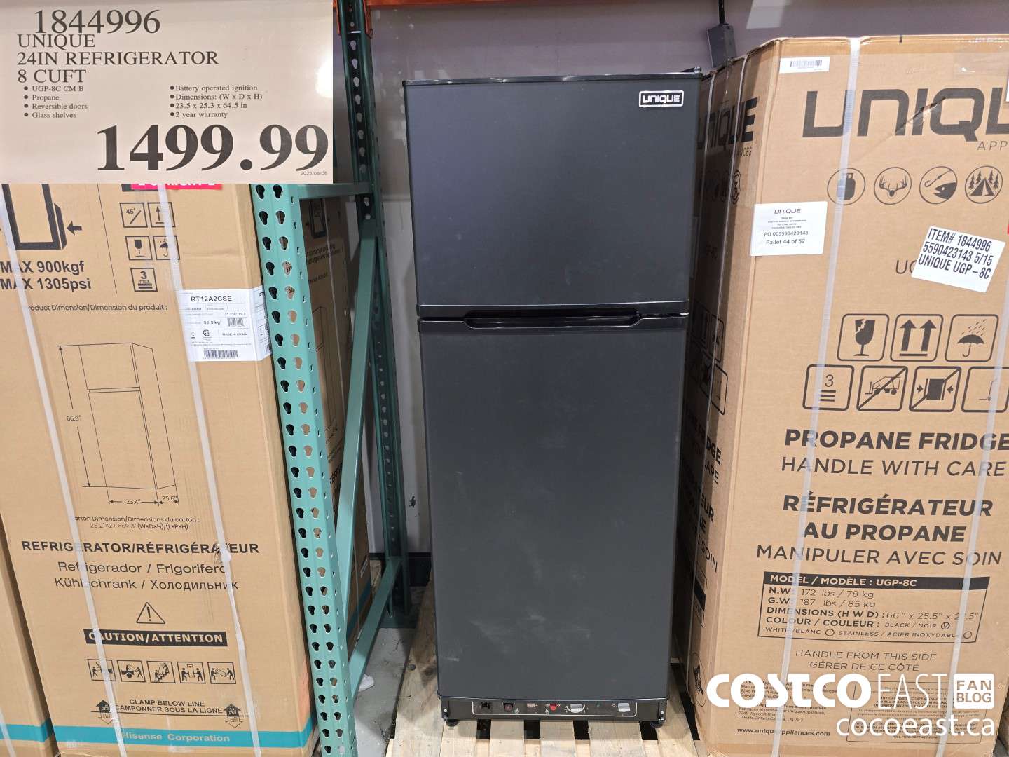 1844996 UNIQUE 24IN REFRIGERATOR 8 CUFT $1499.99