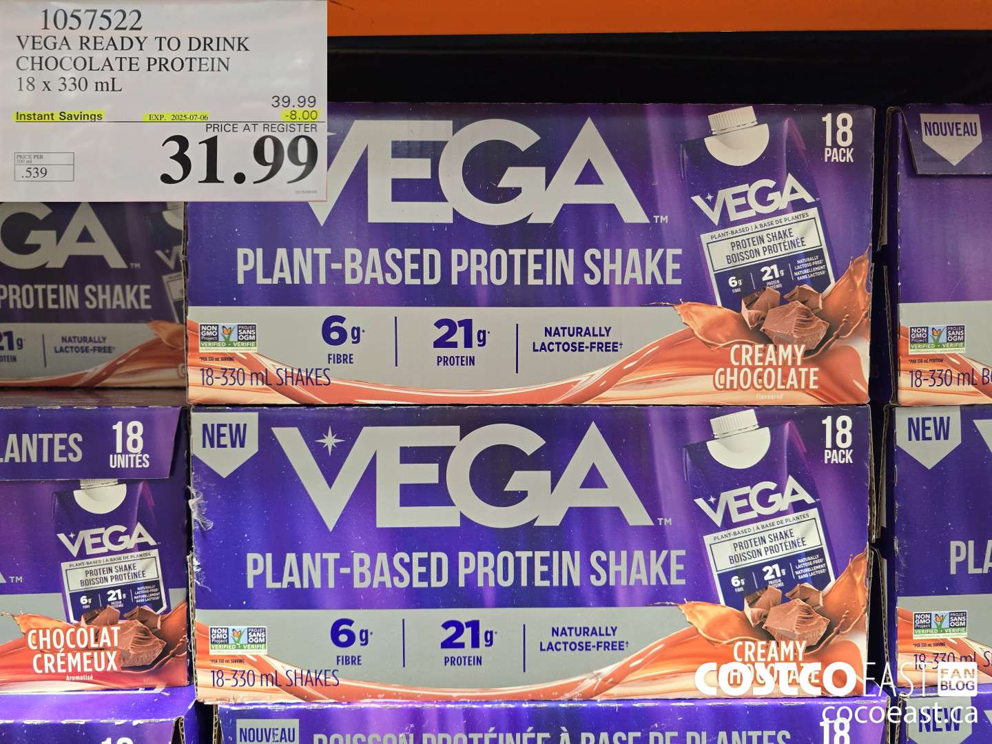 1057522 VEGA READY TO DRINK CHOCOLATE PROTEIN 18 x 330 mL ($8.00 INSTANT SAVINGS EXPIRES ON 2025-07-06) $31.99