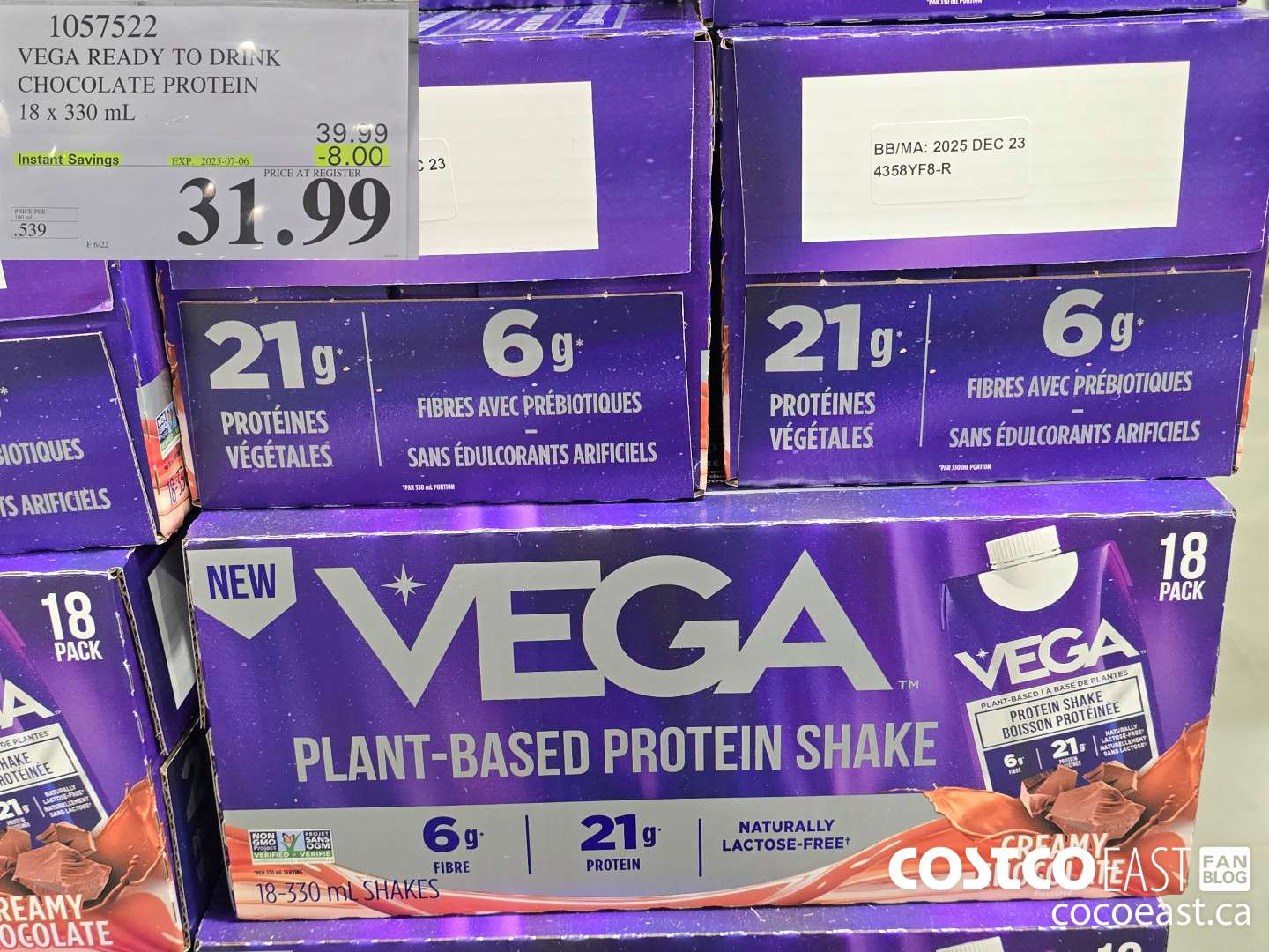 1057522 VEGA READY TO DRINK CHOCOLATE PROTEIN 18 x 330 mL ($8.00 INSTANT SAVINGS EXPIRES ON 2025-07-06) $31.99