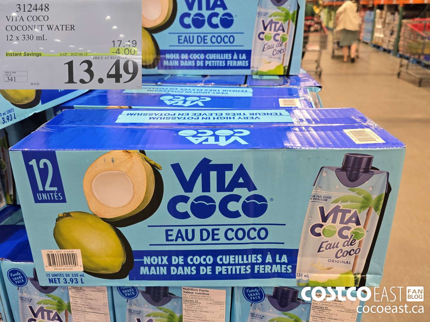 312448 VITA COCO COCONUT WATER 12 X 330 ML ($4.00 INSTANT SAVINGS EXPIRES ON 2025-06-15) $13.49