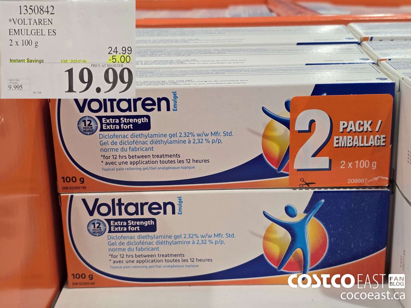 1350842 VOLTAREN EMULGEL ES 2 X 100 G ($5.00 INSTANT SAVINGS EXPIRES ON 2025-07-06) $19.99