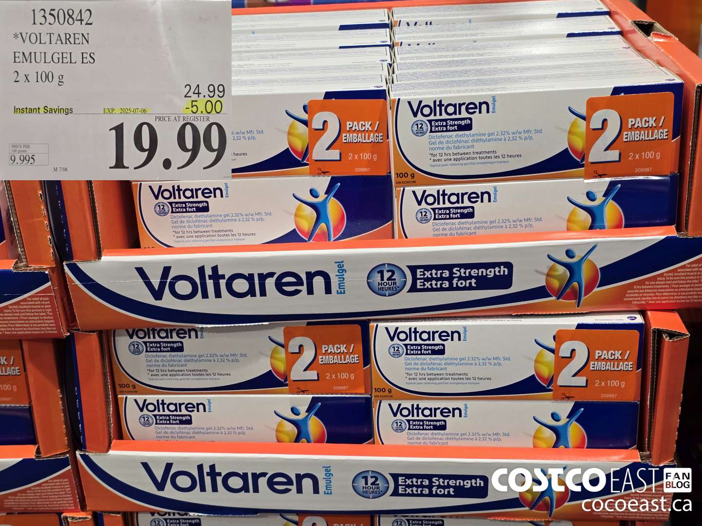 1350842 VOLTAREN EMULGEL ES 2 X 100 G ($5.00 INSTANT SAVINGS EXPIRES ON 2025-07-06) $19.99