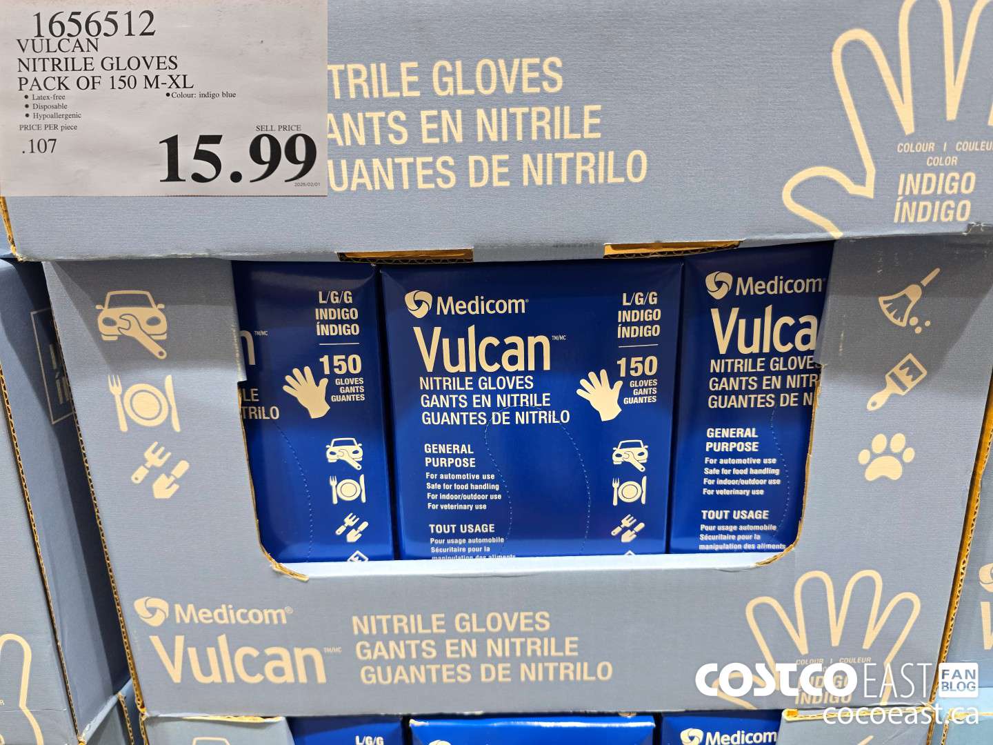 1656512 VULCAN NITRILE GLOVES PACK OF 150 M- XL $15.99