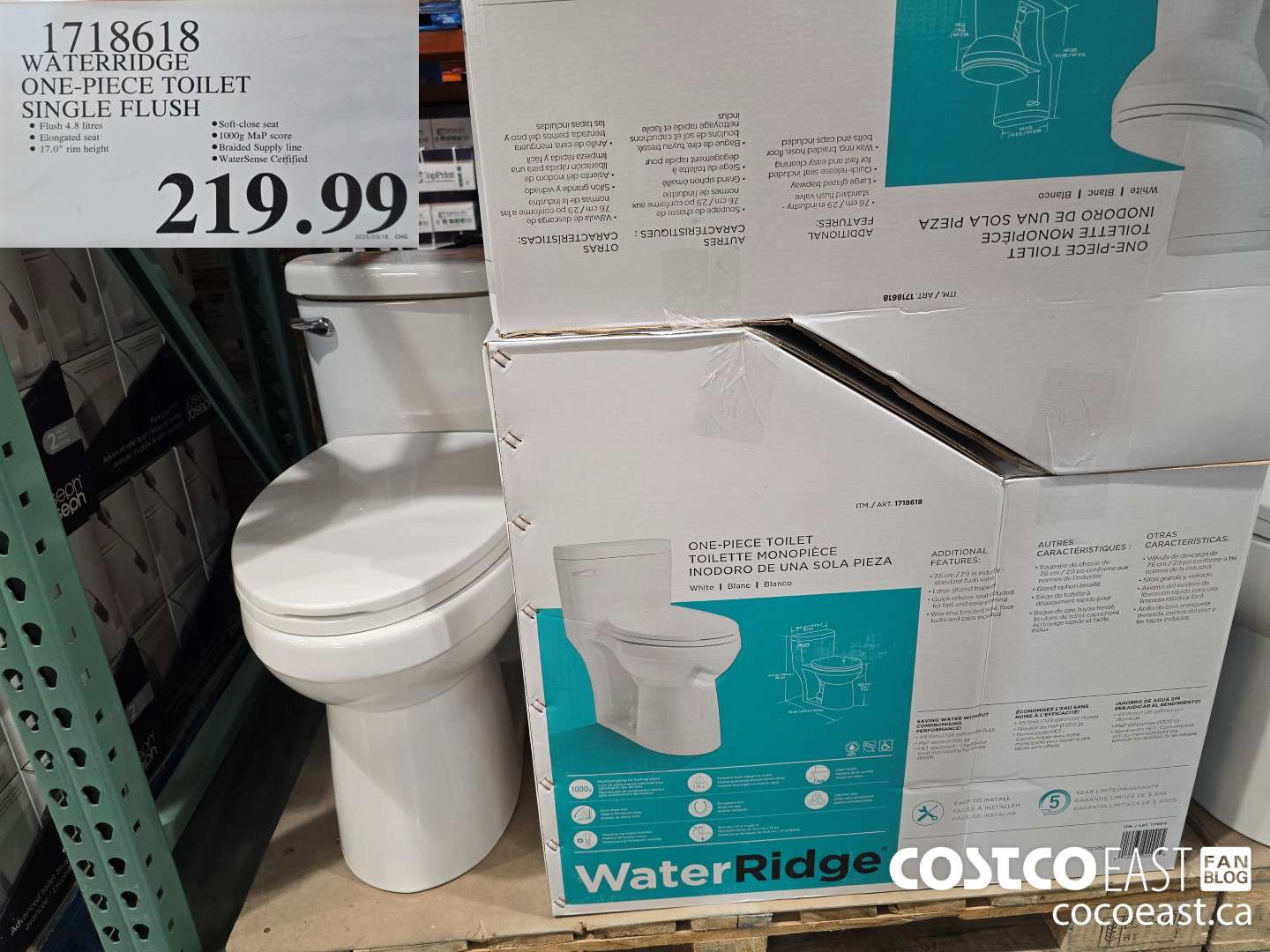 1718618 WATERRIDGE ONE-PIECE TOILET SINGLE FLUSH $219.99