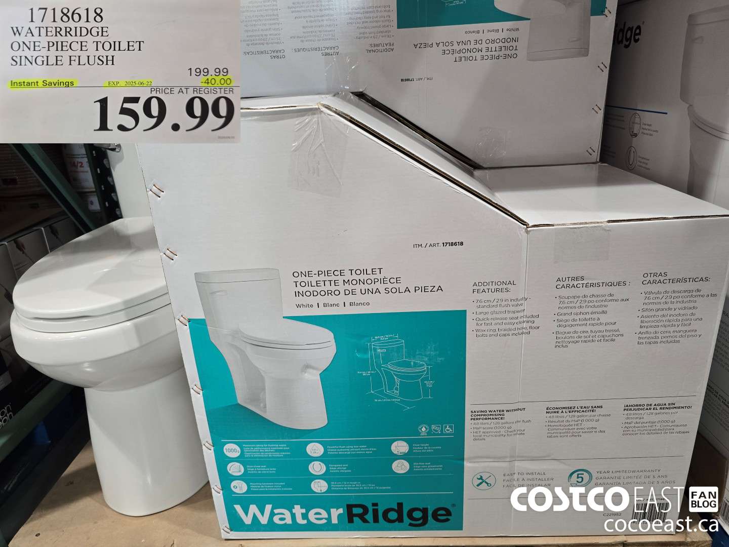 1718618 WATERRIDGE ONE-PIECE TOILET SINGLE FLUSH ($40.00 INSTANT SAVINGS EXPIRES ON 2025-06-22) $159.99
