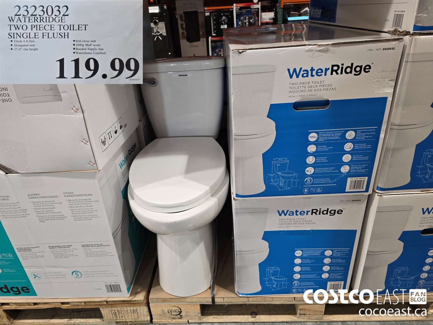 2323032 WATERRIDGE TWO PIECE TOILET SINGLE FLUSH $119.99