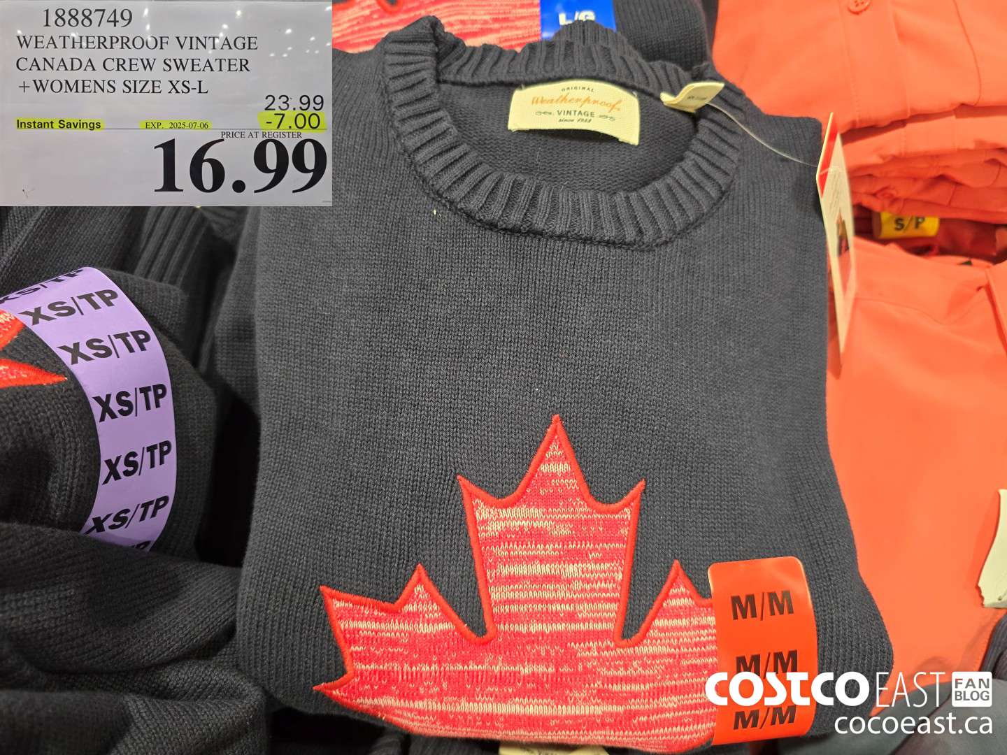 1888749 WEATHERPROOF VINTAGE CANADA CREW SWEATER +WOMENS SIZE XS-L ($7.00 INSTANT SAVINGS EXPIRES ON 2025-07-06) $16.99