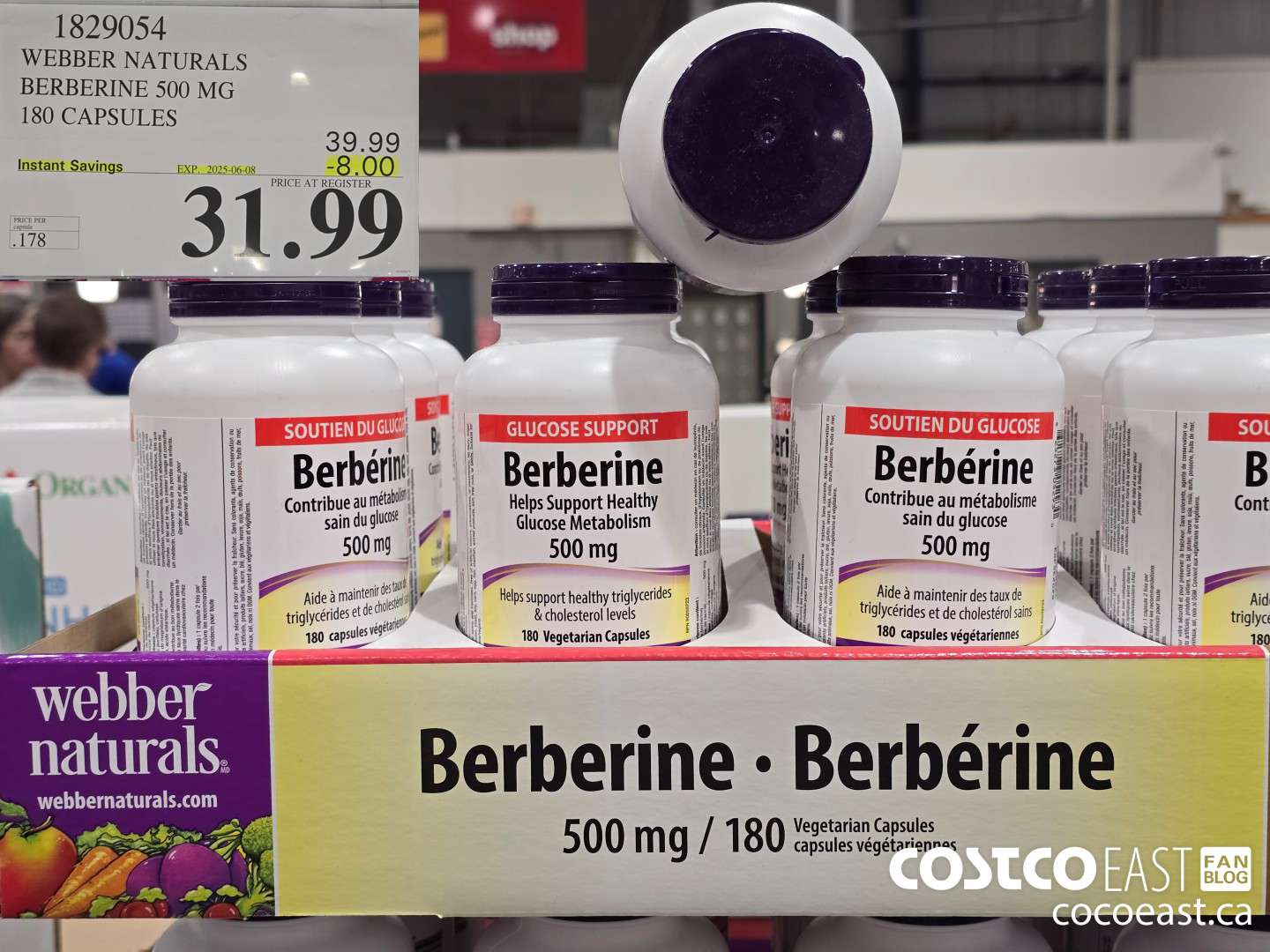 1829054 WEBBER NATURALS BERBERINE 500 MG 180 CAPSULES ($8.00 INSTANT SAVINGS EXPIRES ON 2025-06-08) $31.99