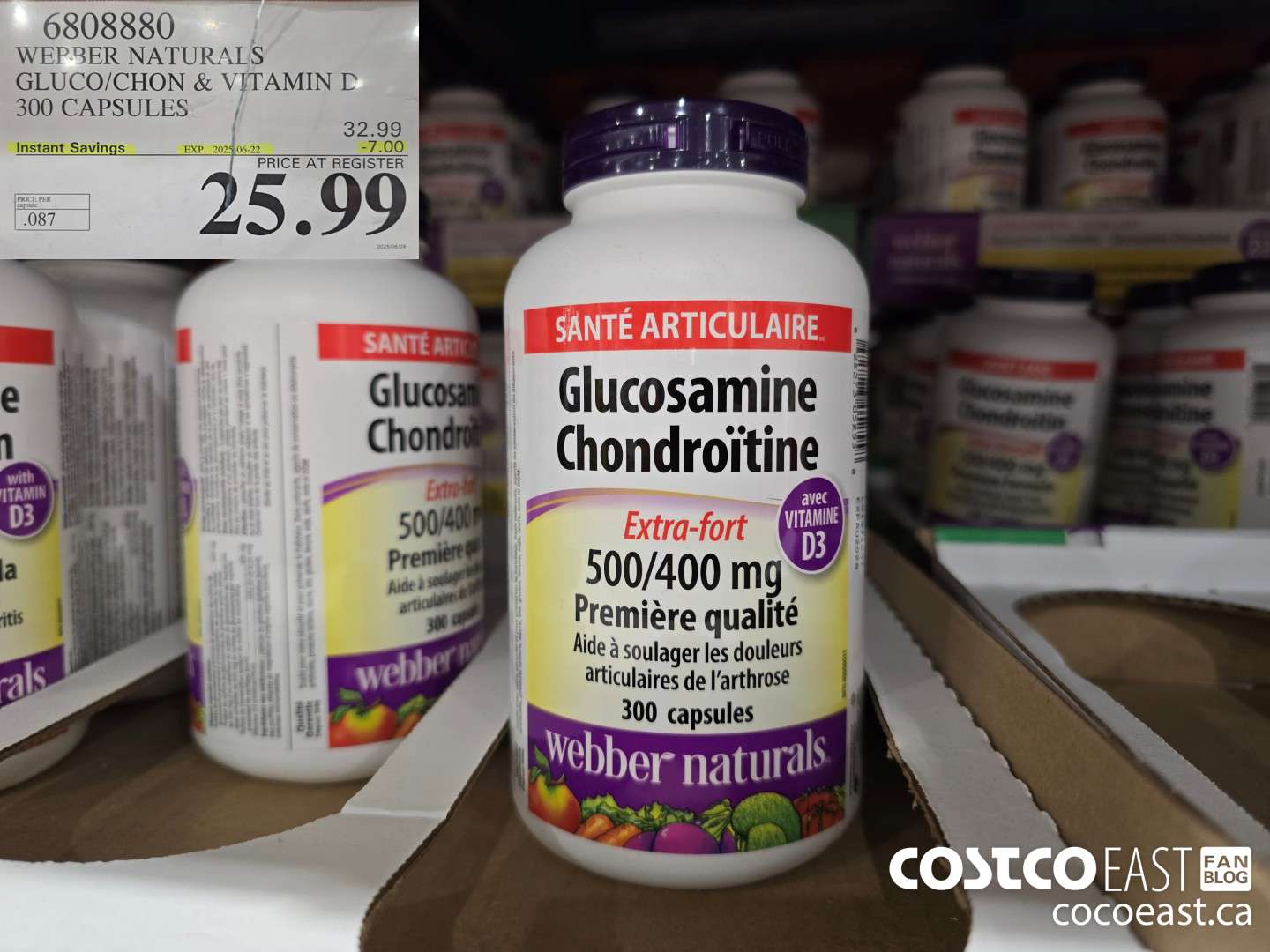 6808880 WEBBER NATURALS GLUCO/CHON 500/400 MG W/ VIT D 300 CAPSULES ($7.00 INSTANT SAVINGS EXPIRES ON 2025-06-22) $25.99