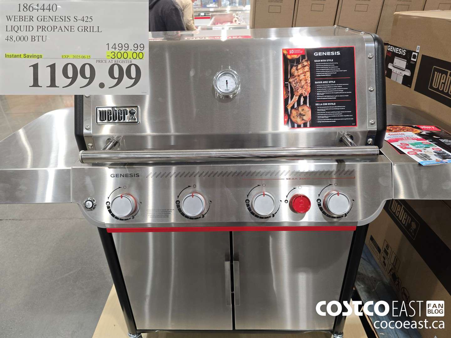1864440 WEBER GENESIS S-425 LIQUID PROPANE GRILL 48,000 BTU ($300.00 INSTANT SAVINGS EXPIRES ON 2025-06-15) $1199.99