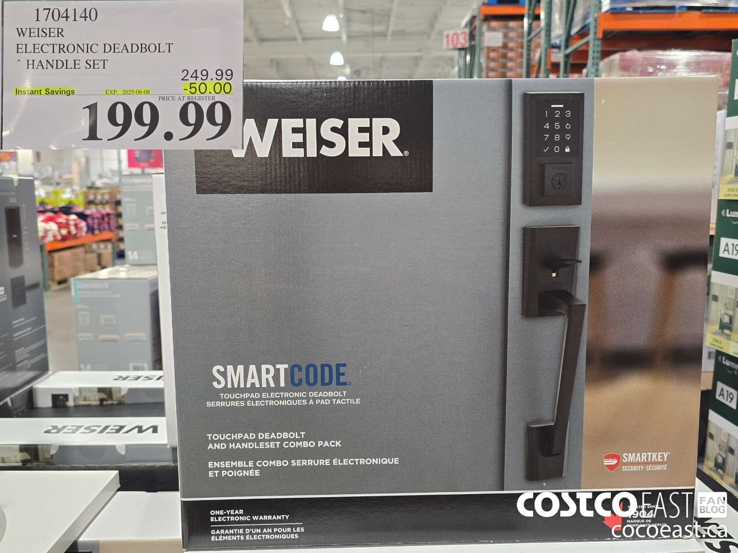 1704140 WEISER ELECTRONIC DEADBOLT HANDLE SET ($50.00 INSTANT SAVINGS EXPIRES ON 2025-06-08) $199.99