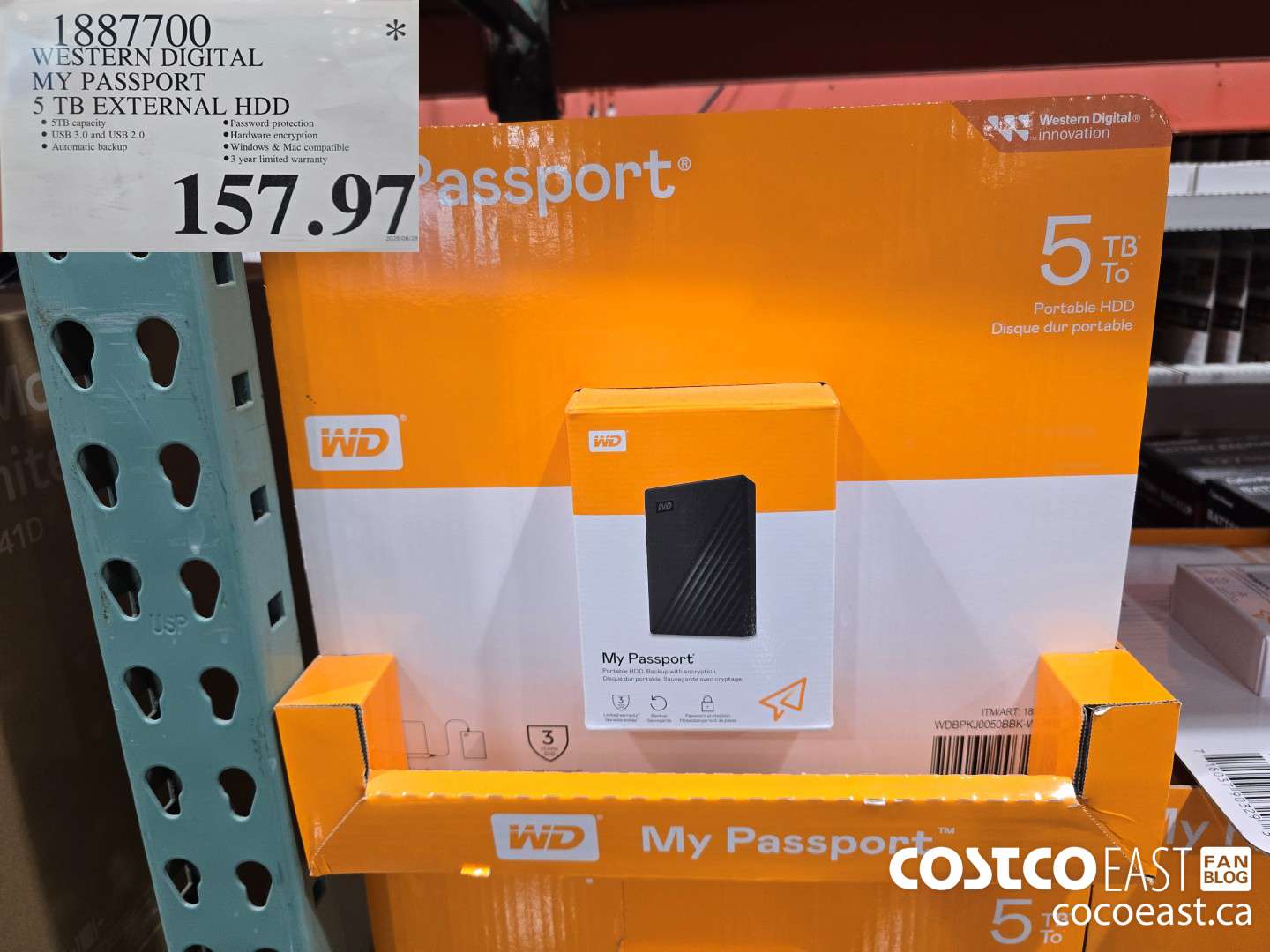 1887700 WESTERN DIGITAL MY PASSPORT 5TB HDD HARD DRIVE $157.97