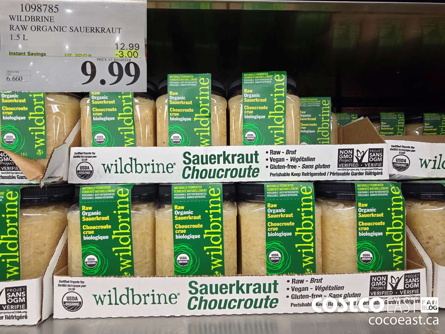 1098785 WILDBRINE RAW ORGANIC SAUERKRAUT 1.5 L ($3.00 INSTANT SAVINGS EXPIRES ON 2025-07-06) $9.99