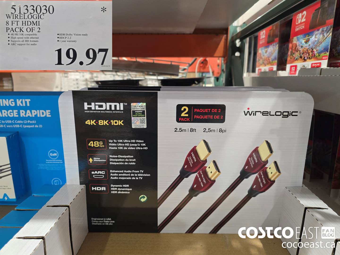 5133030 WIRELOGIC 8 FT HDMI PACK OF 2 $19.97