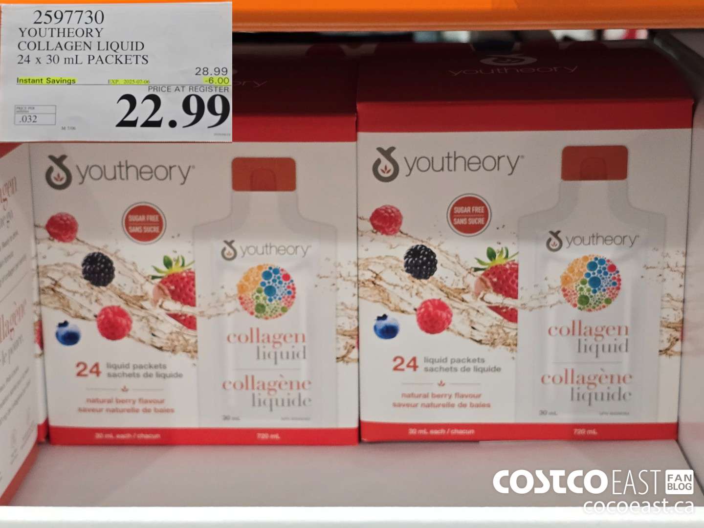 2597730 YOUTHEORY LIQUID COLLAGEN 24 X 30ML PACKETS ($6.00 INSTANT SAVINGS EXPIRES ON 2025-07-06) $22.99