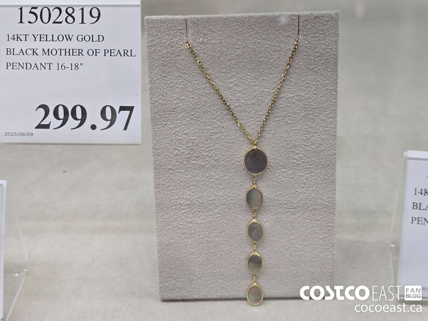 1502819 14KT YELLOW GOLD BLACK MOTHER OF PEARL PENDANT 16-18